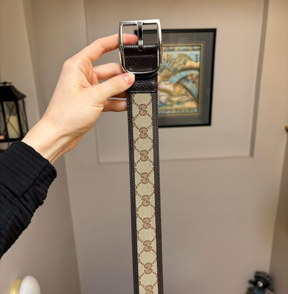 Gucci Gucci Supreme Beige Monogram Belt Size 32 - 2 Thumbnail