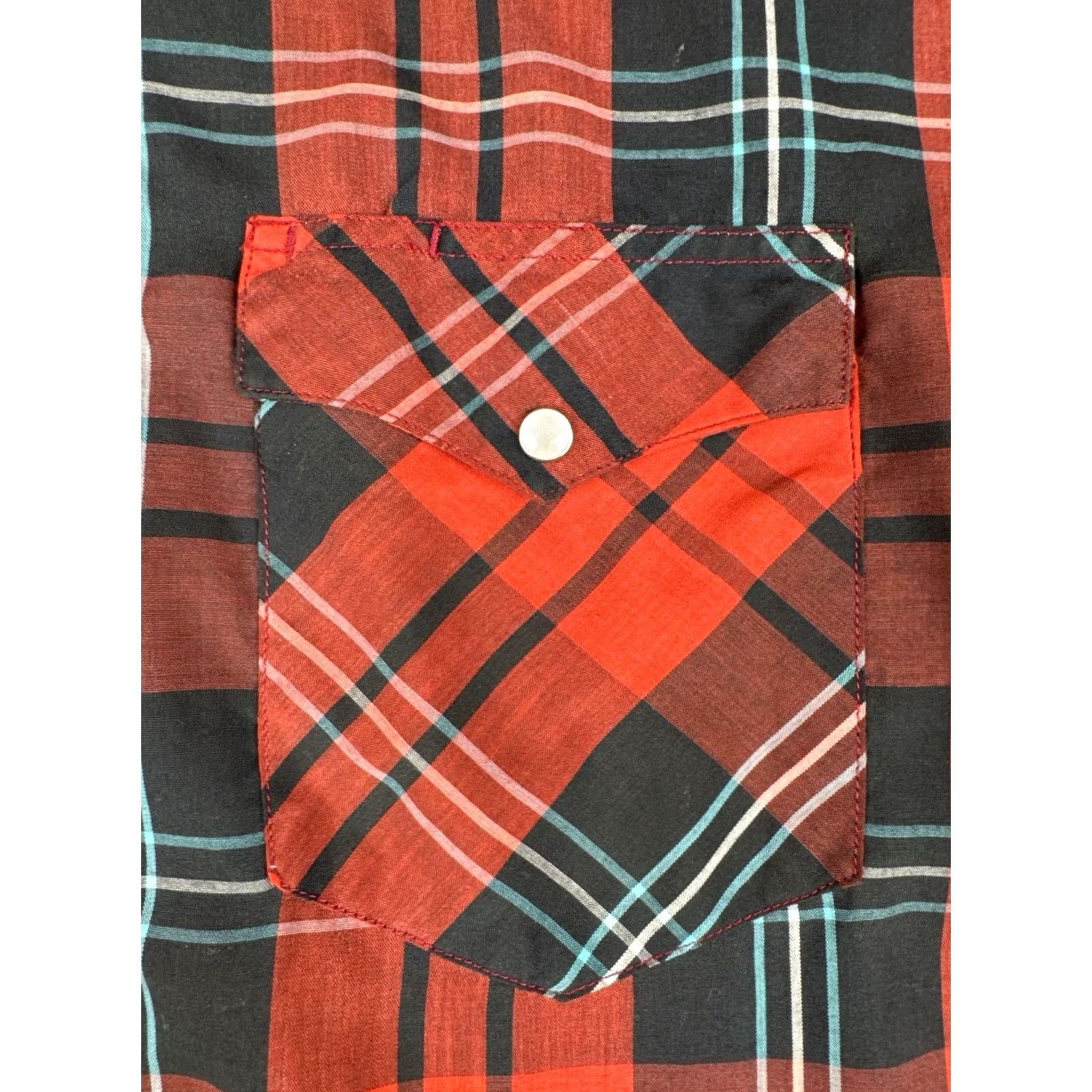 Wrangler VINTAGE Wrangler Western Pearl Snap Shirt Plaid Red Cowboy XL Tall Short Sleeve Mens Size US XL / EU 56 / 4 - 6 Thumbnail