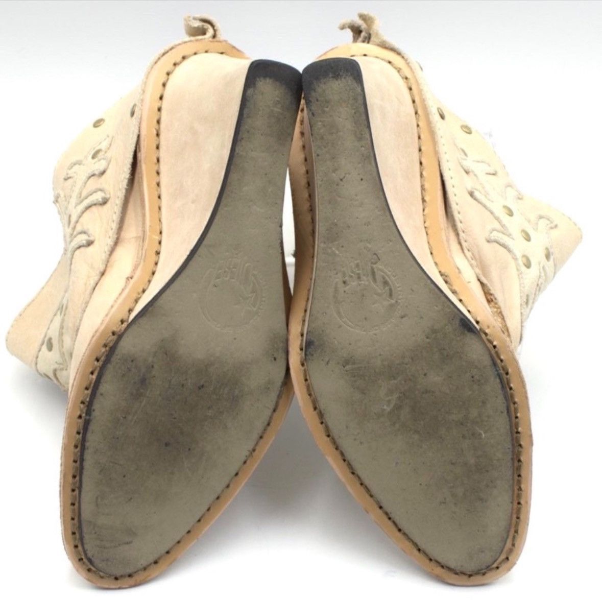 Diesel diesel y2k studded cowboy wedge leather boots in cream Size US 5 / IT 35 - 9 Thumbnail