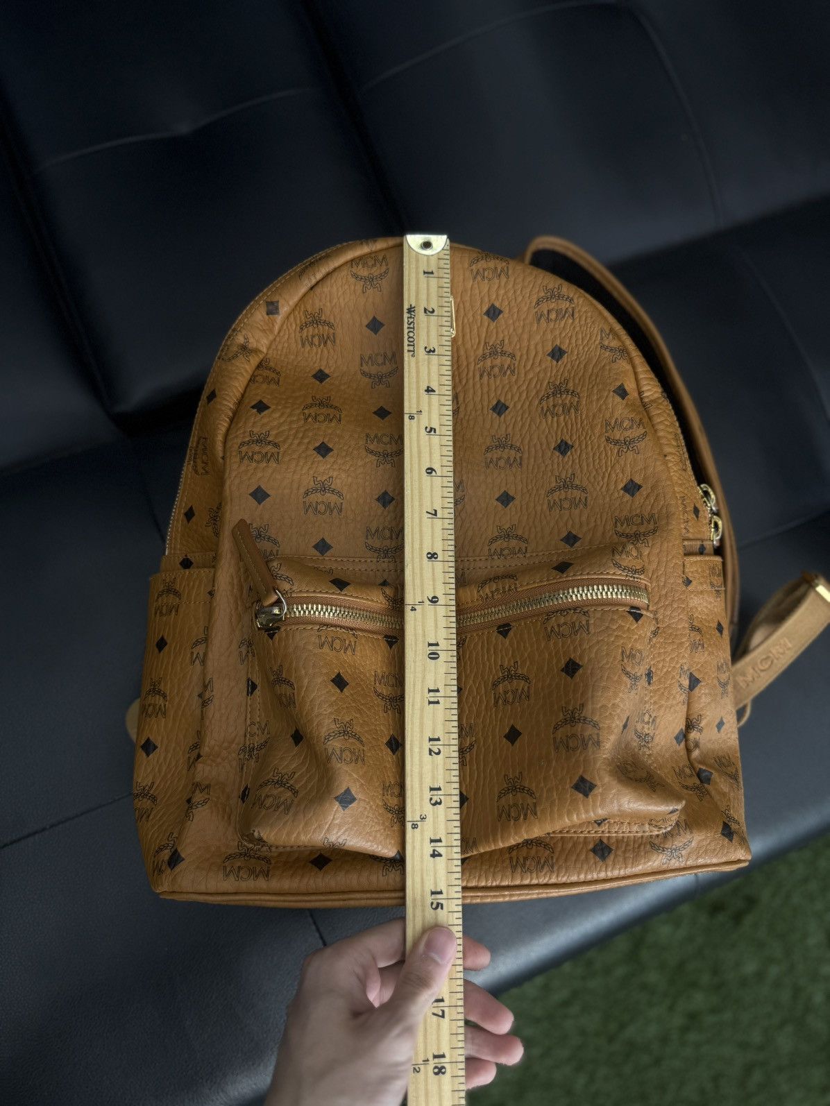 MCM MCM Classic Logo Brown Studs Large Backpack 🧼 Size ONE SIZE - 15 Thumbnail