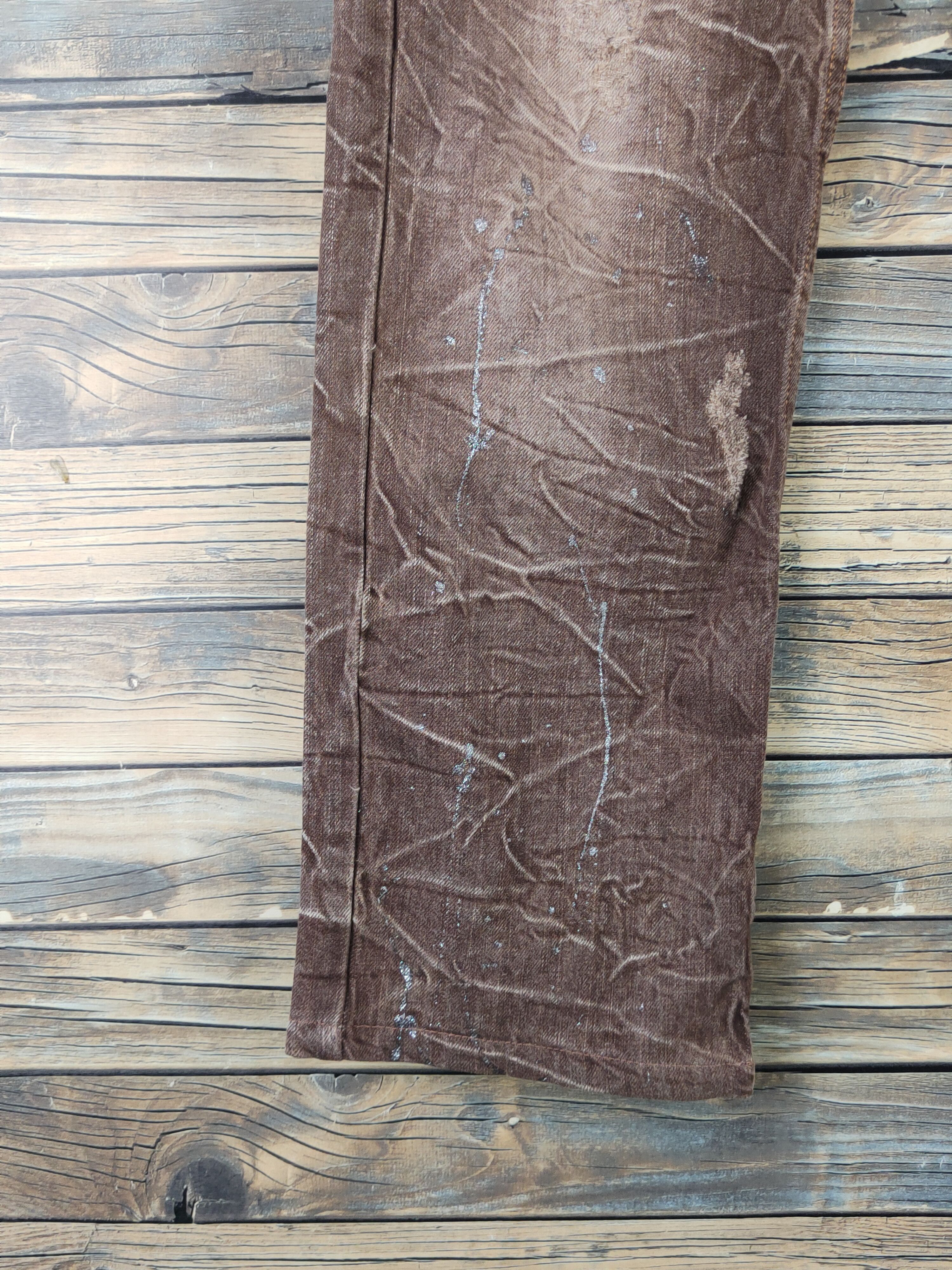 Japanese Brand DL Antlui Double waist punk Brown Ripped Jeans #763 Size US 30 / EU 46 - 4 Thumbnail