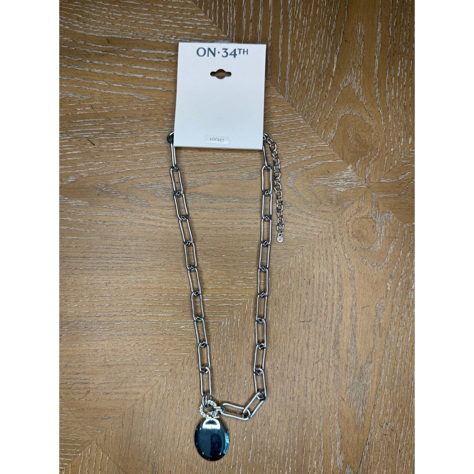 Other ON 34th Silver Tone Locket Pendant Necklace Paperclip Chain Size ONE SIZE - 3 Thumbnail