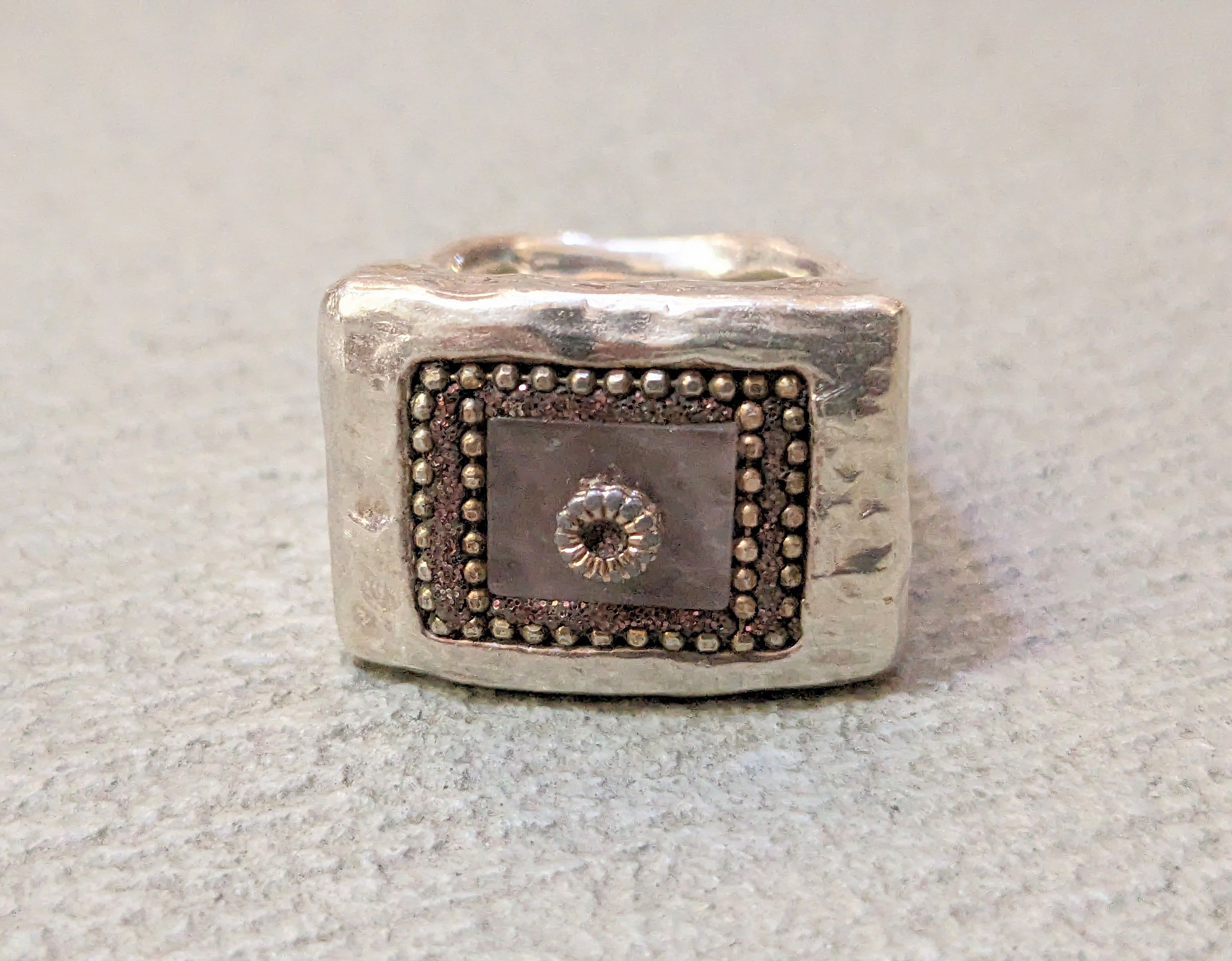Jewelry Vintage Sterling Silver Ring Size 7.5 Hammered Modern Y2K Size ONE SIZE - 3 Thumbnail