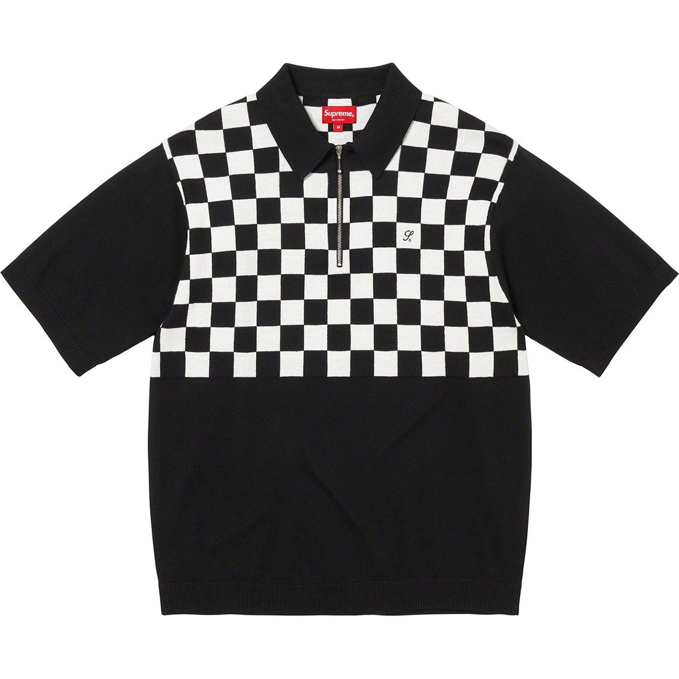Supreme SUPREME ABSTRACT TEXTURED ZIP UP POLO - BLACK XL | Grailed