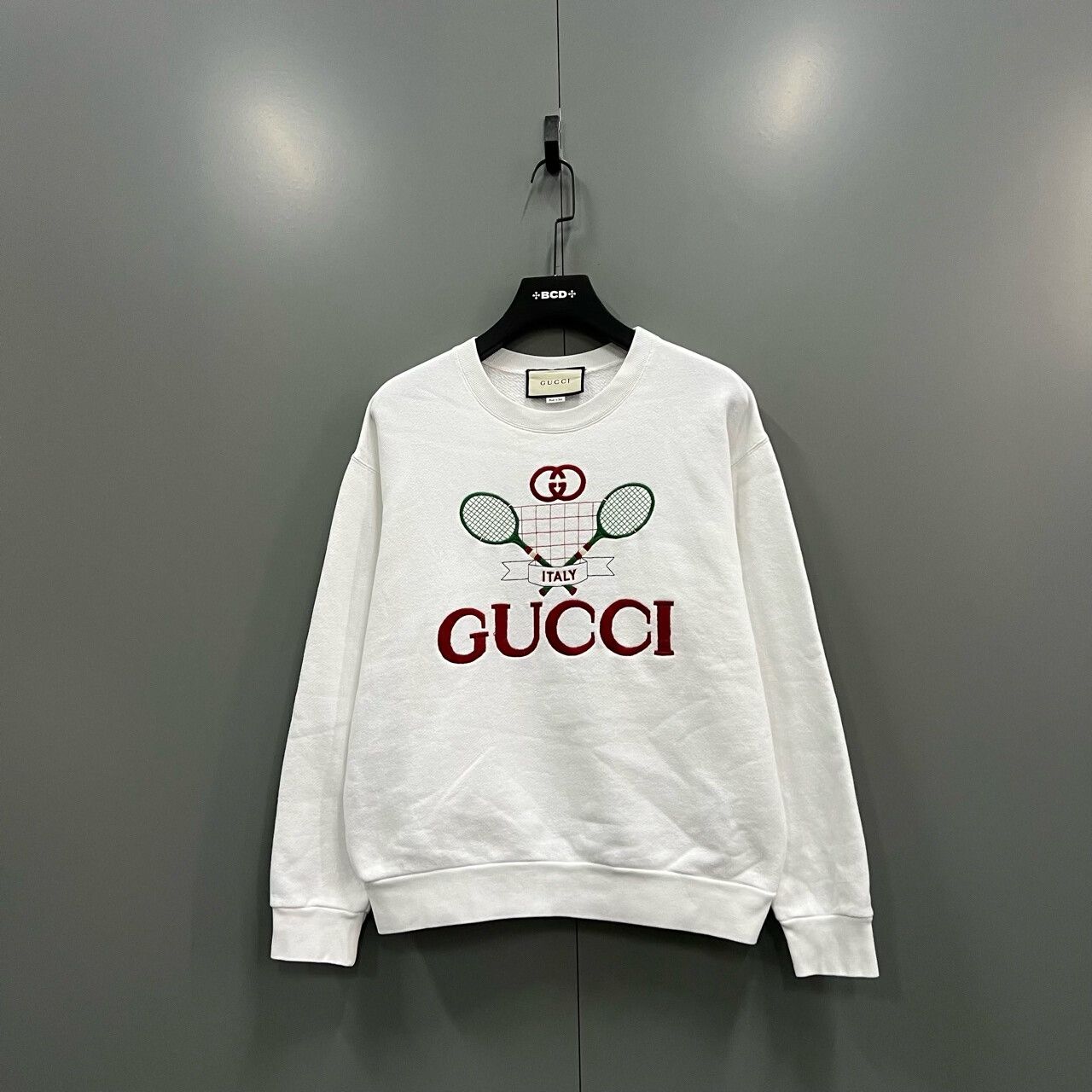 gucci tennis embroidery sweatshirt in size s