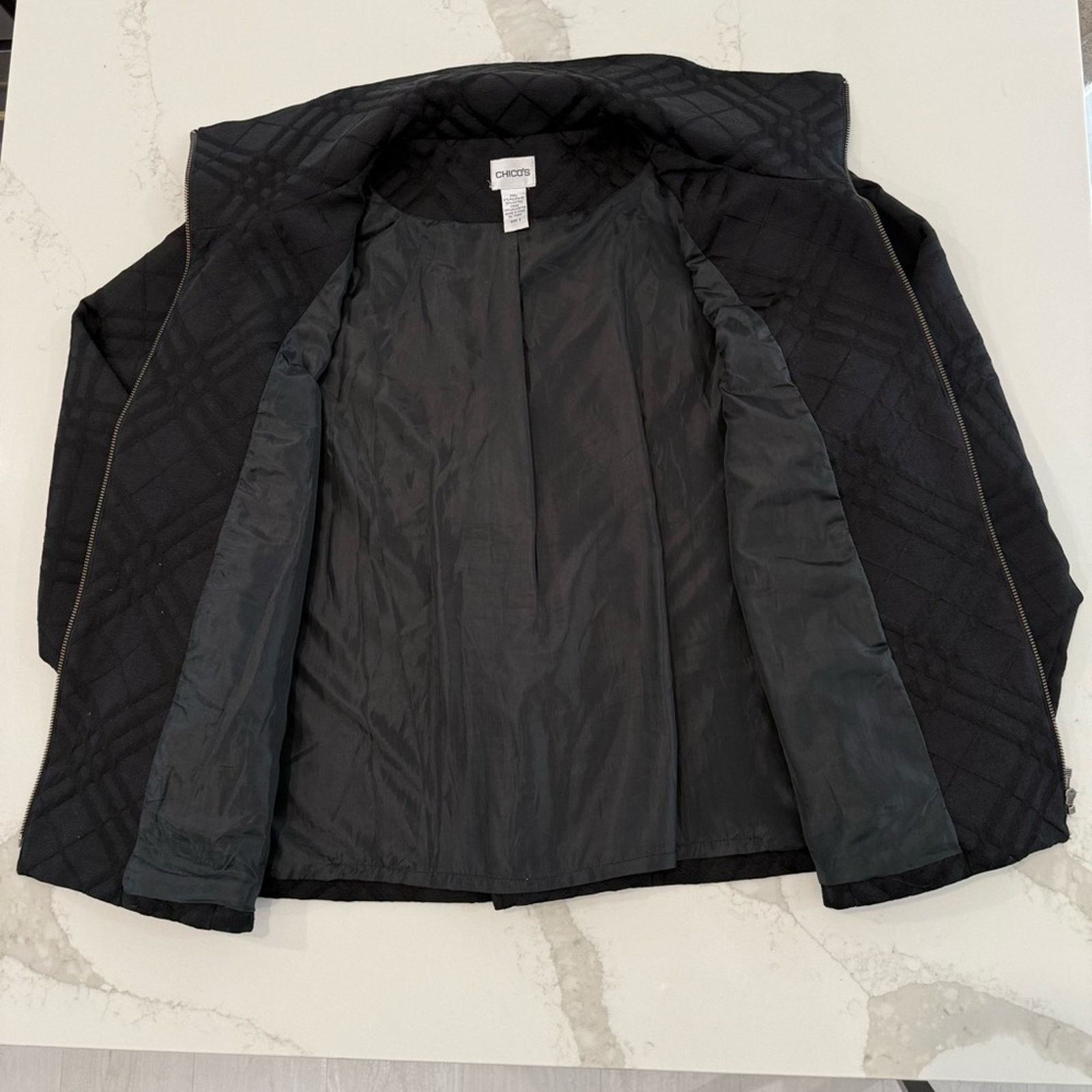 Chicos Chico's Full Zip Pleated Back Blazer Coat Women’s XL Black Size XL / US 12-14 / IT 48-50 - 5 Thumbnail