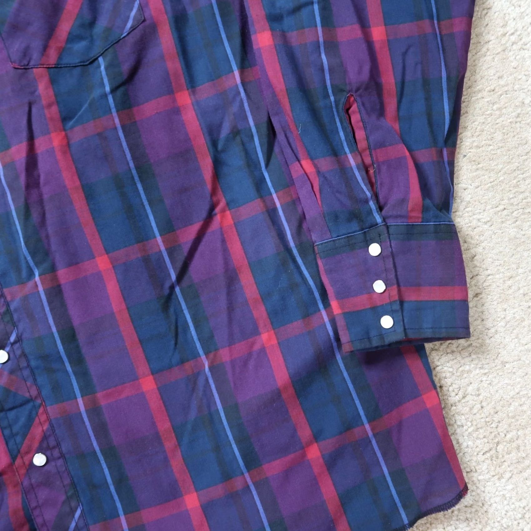 Wrangler VINTAGE Wrangler Snap Button Front Shirt 2XL Mens Plaid Western Cowboy Shirt Size US XXL / EU 58 / 5 - 3 Thumbnail