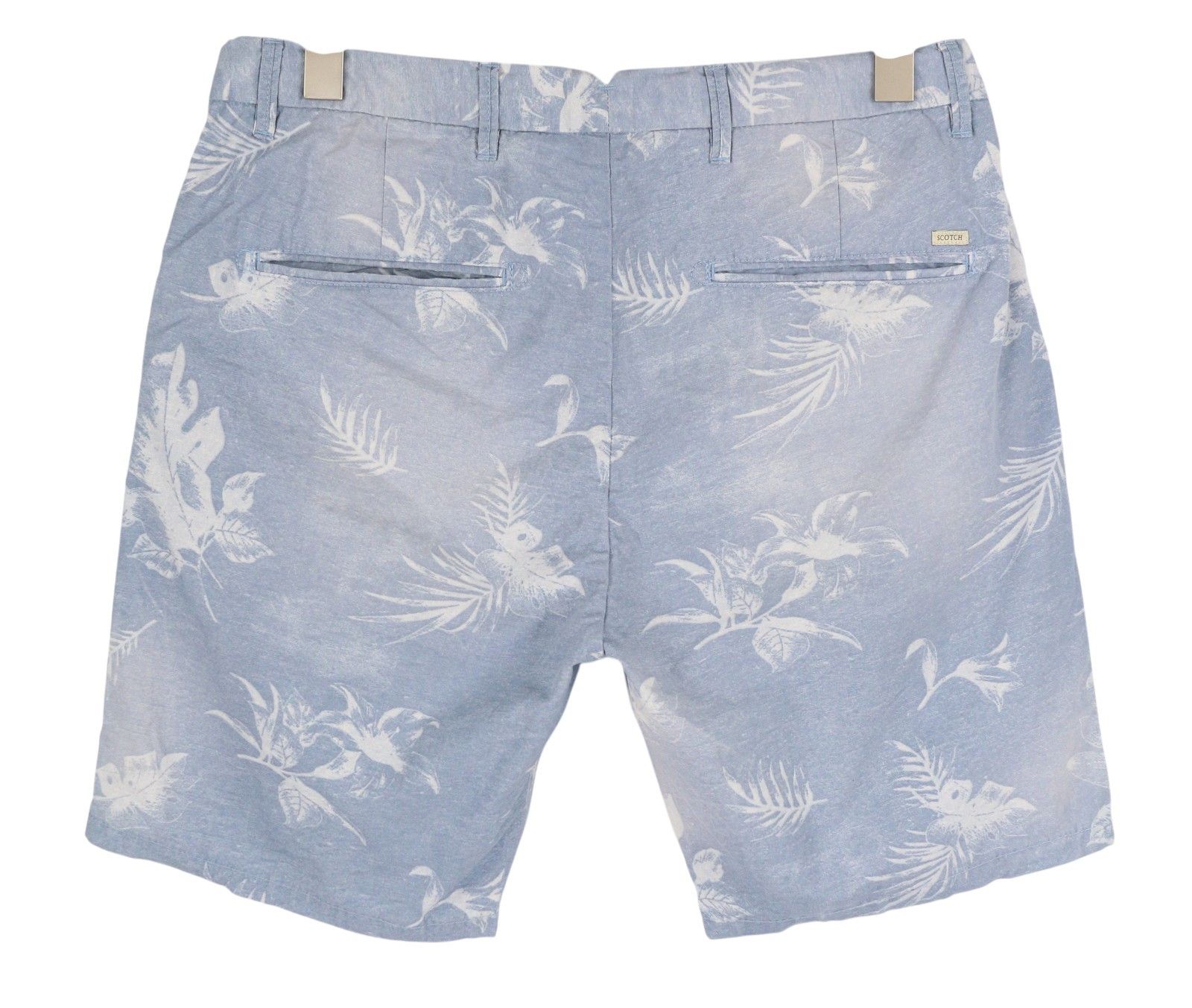 Scotch & Soda W32 Chino Washed Blue Leafs Patterned Light Logo 84171 Size US 32 / EU 48 - 2 Thumbnail
