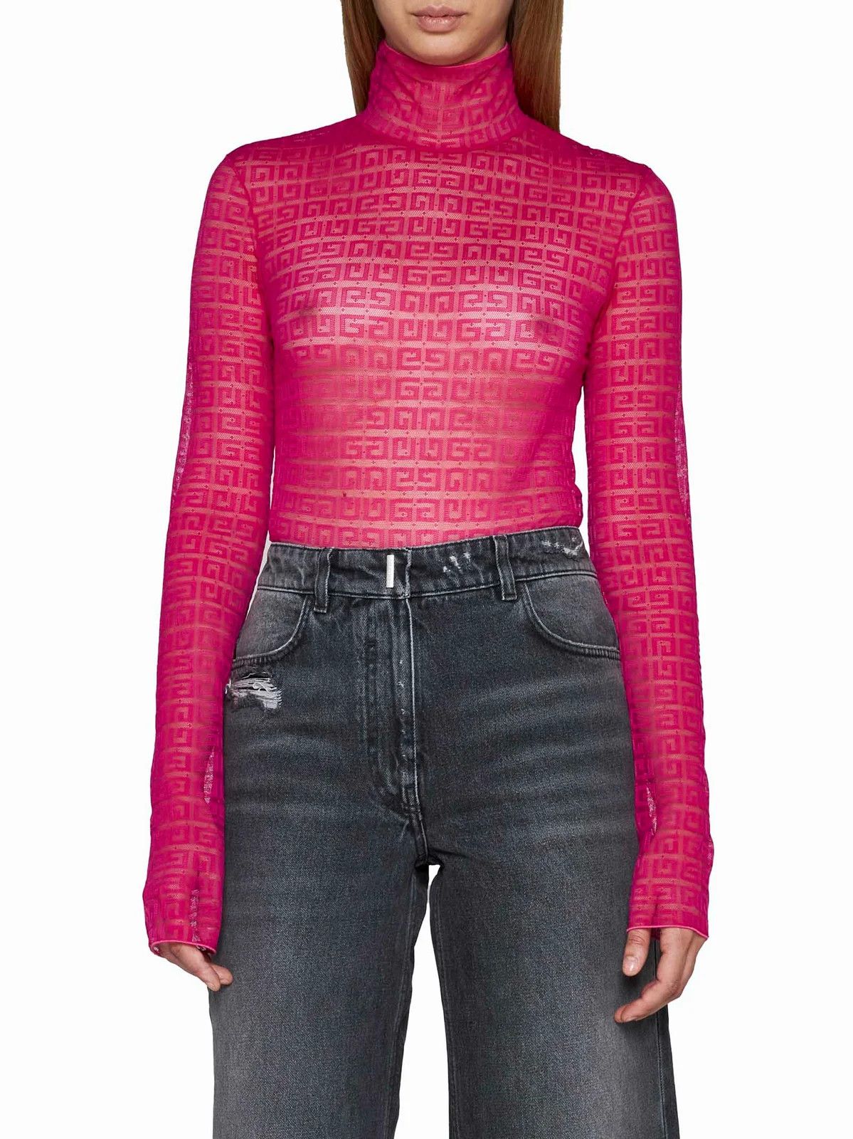 Givenchy o1gr1nt0125 Long-Sleeved Bodysuit in Fuchsia Size S / US 4 / IT 40 - 2 Thumbnail