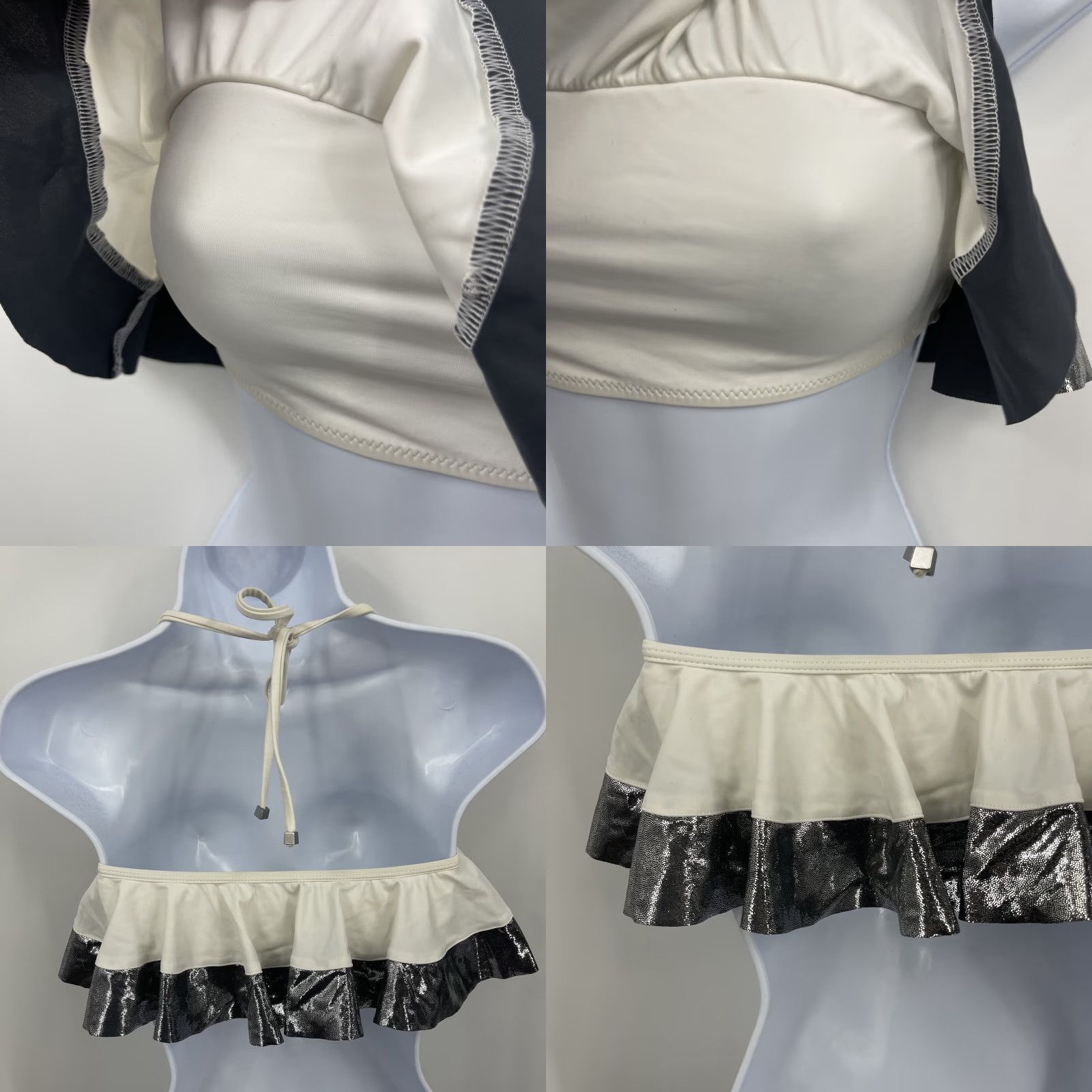 Vintage MOUILLE Bikini Top Women Small Ivory Ruffle Halter Designer Swimwear Vintage No Size S / US 4 / IT 40 - 8 Thumbnail