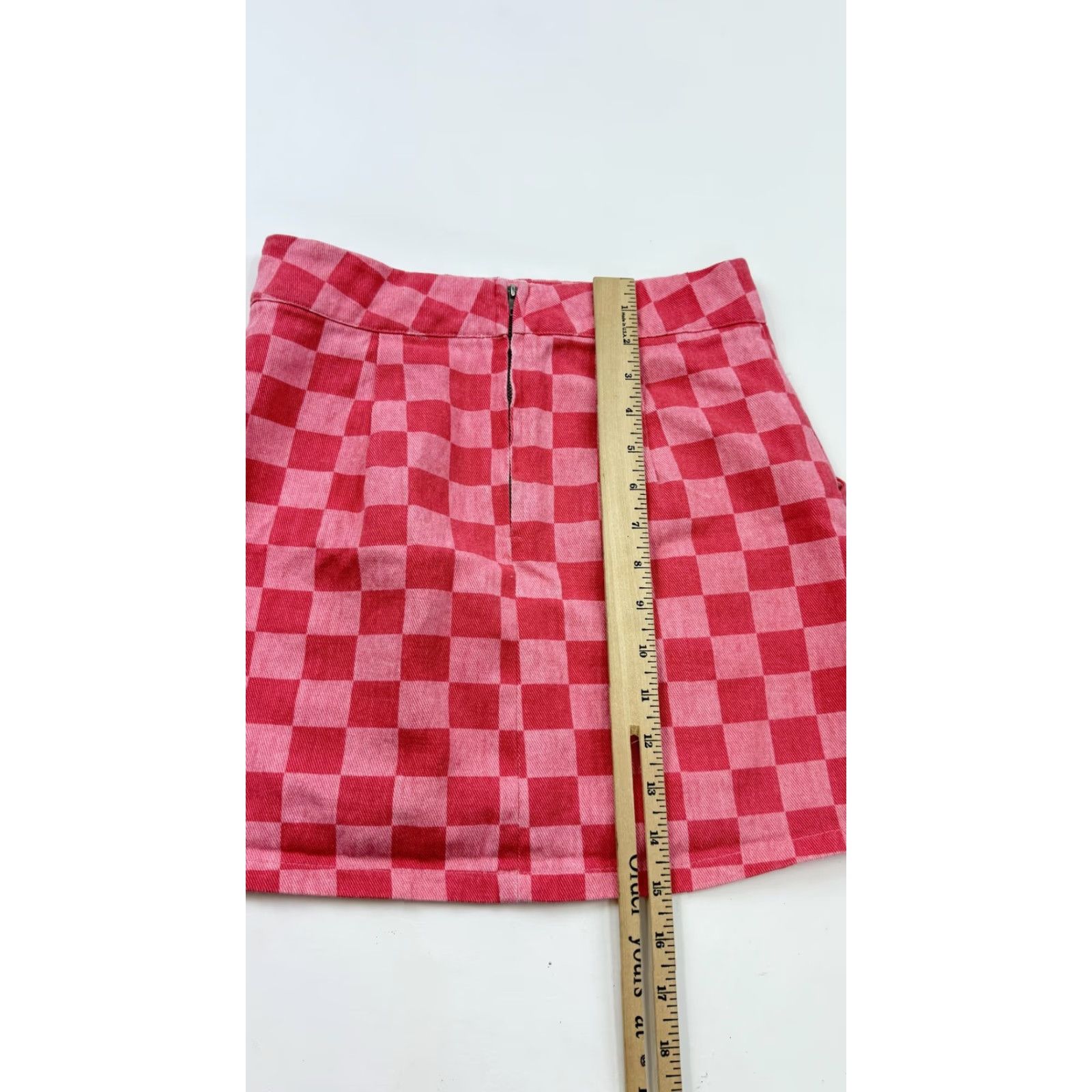 Vintage Le Lis Skirt Womens Small Pink Red Checkered Plaid Mini Cotton Blend Lined Size 28" / US 6 / IT 42 - 6 Thumbnail