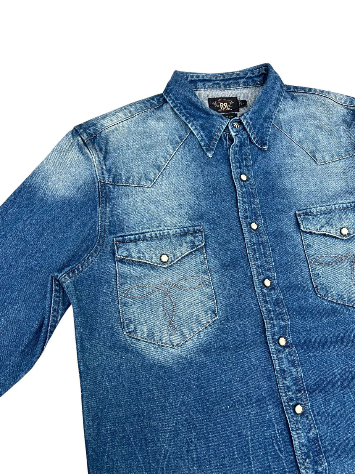 RRL Ralph Lauren RRL Mud Denim Western Shirt Size US L / EU 52-54 / 3 - 7 Thumbnail
