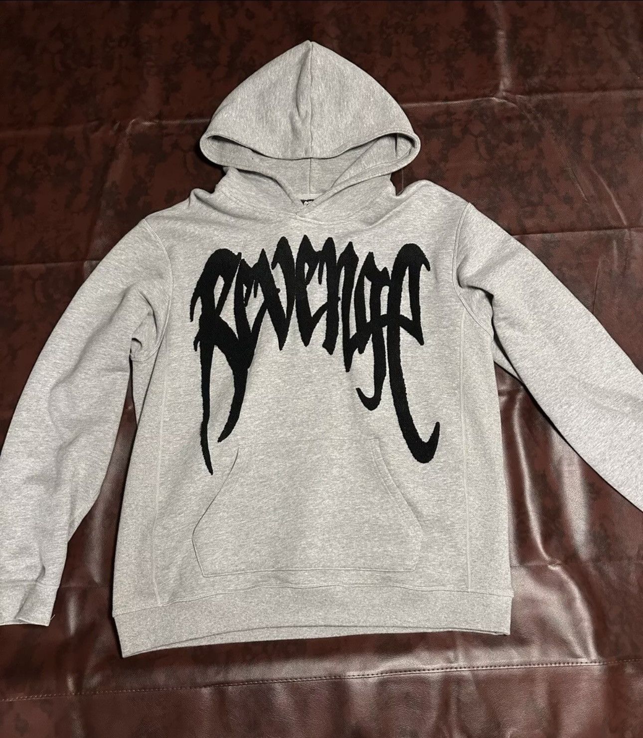 Revenge REVENGE EMBROIDERED PULLOVER HOODIE GREY SIZE LARGE