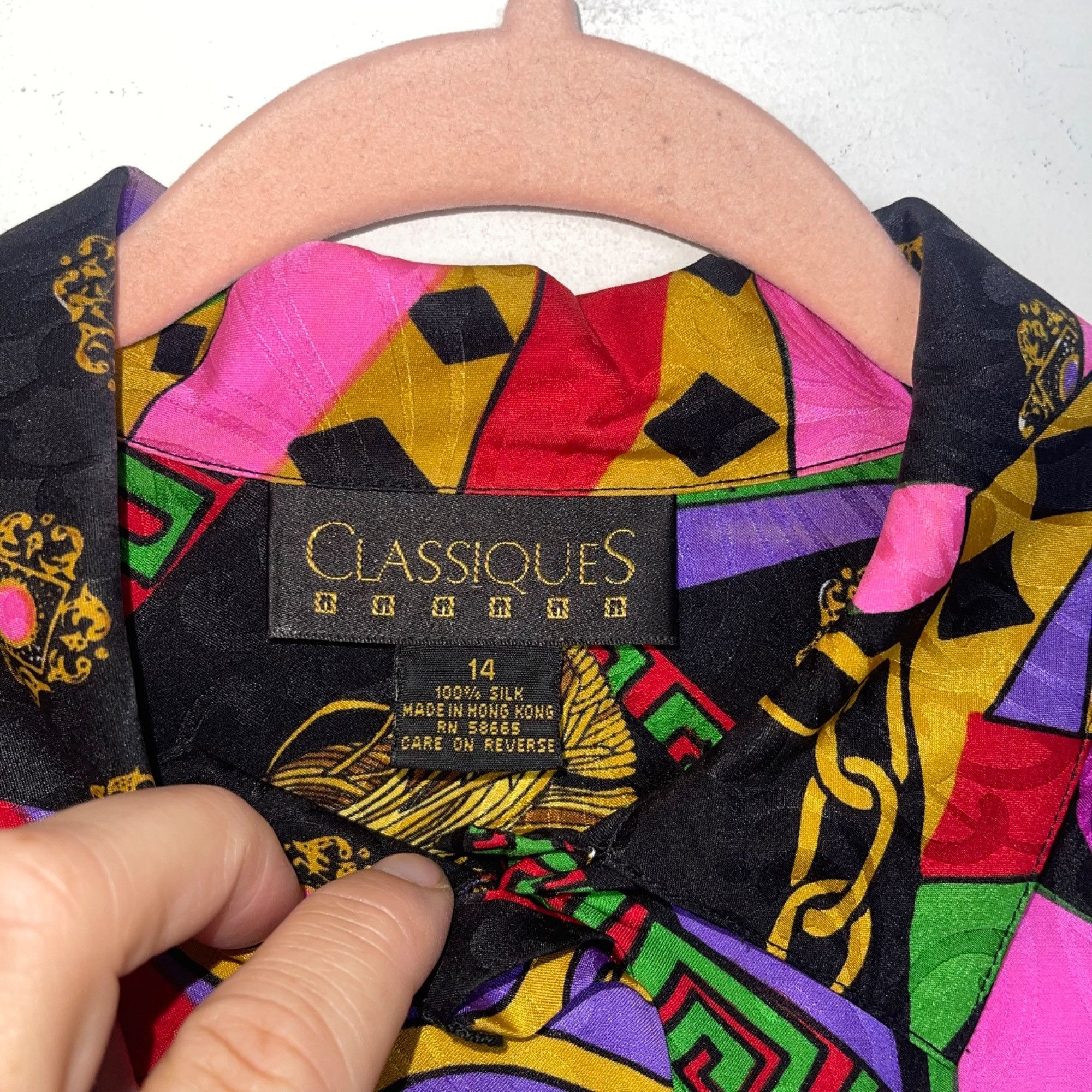 Classiques Vintage Womens Blouse Size 14 Multicolor