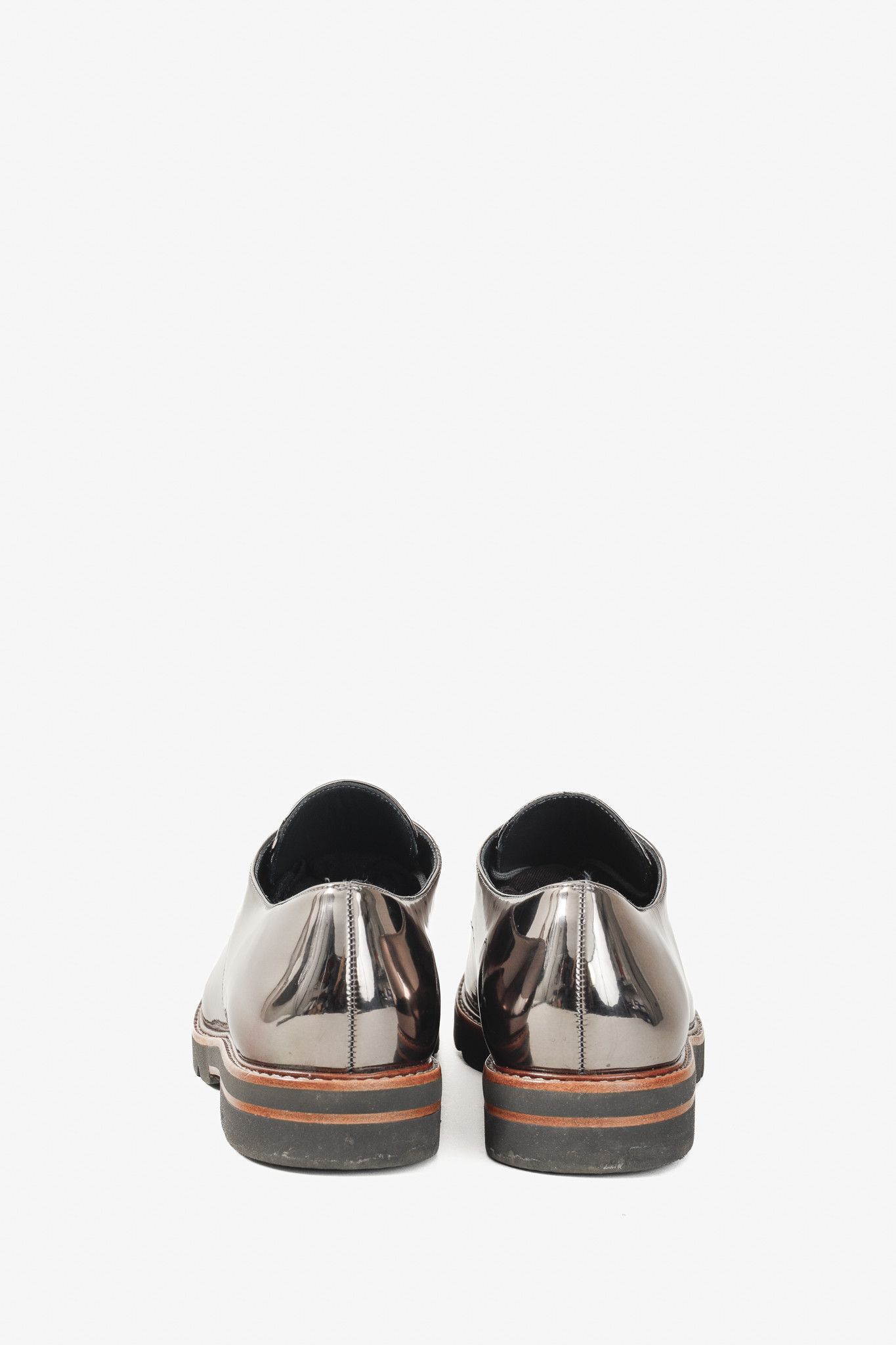 Stuart Weitzman Stuart Weitzman Metro Tin Metallic Mirrored-Leather Oxfords Size US 10 / IT 40 - 3 Thumbnail