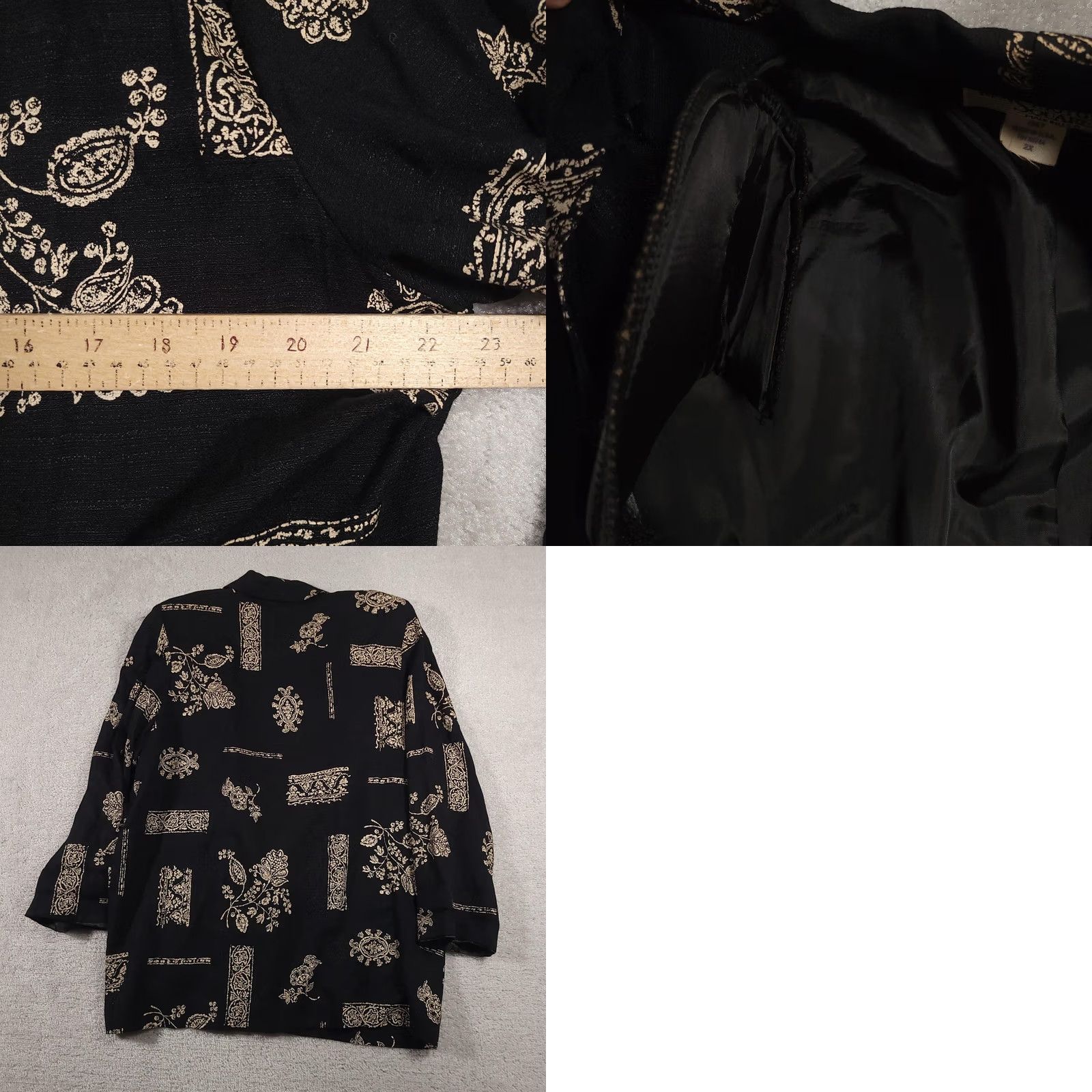 Vintage VINTAGE Kensington Square Blazer Womens 2X Black Gold Floral Brocade 90s Jacket Size XXL / US 16-18 / IT 52-54 - 9 Thumbnail