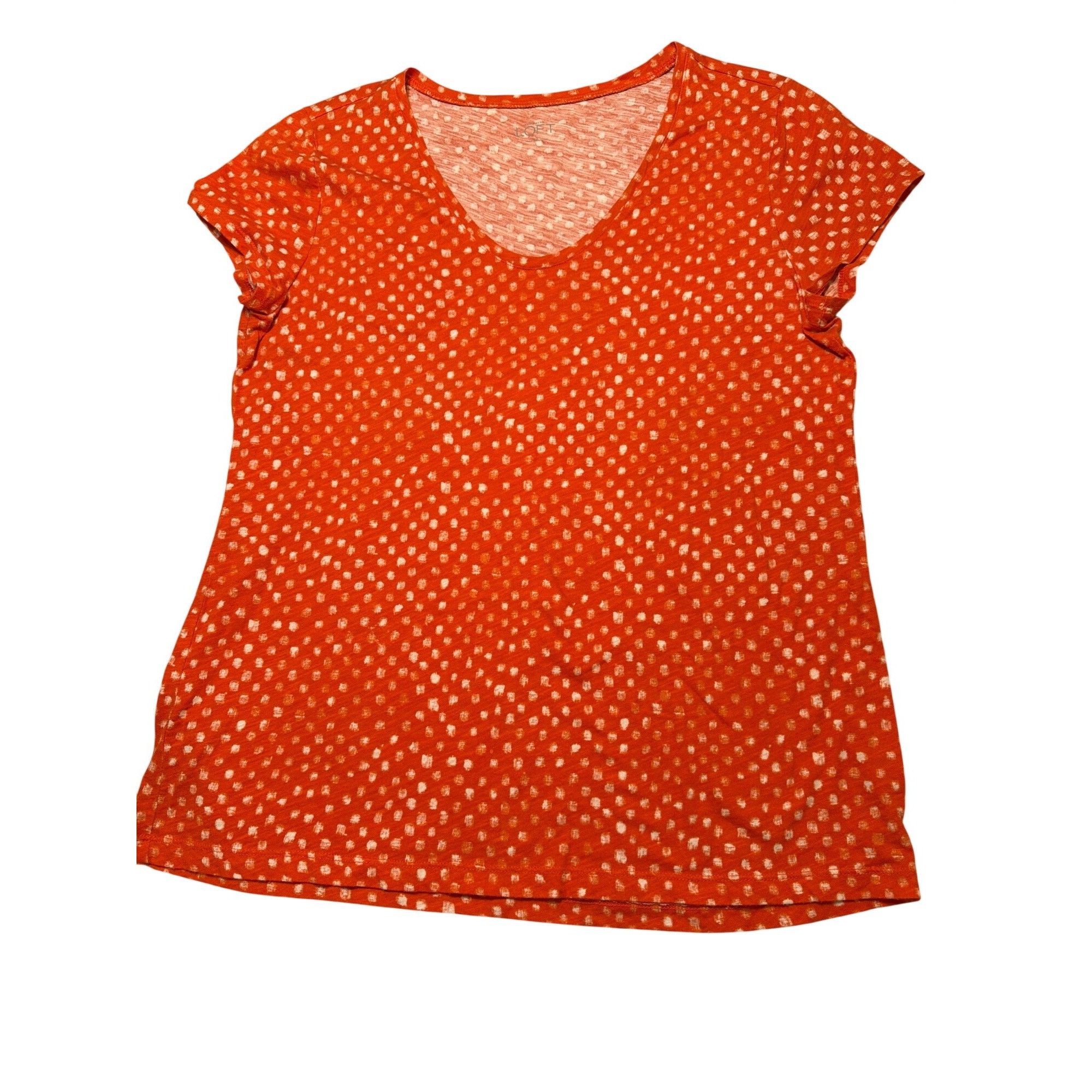 Loft 2 Loft Short Sleeve T Shirts Peach Ribbed Orange White V Nec Size L / US 10 / IT 46 - 5 Thumbnail