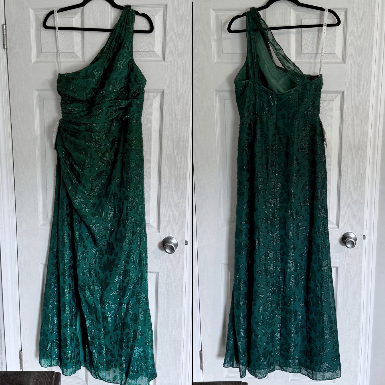 Designer NWT Azazie Georgina Emerald One-Shoulder Maxi Dress Size 10 Size L / US 10 / IT 46 - 5 Thumbnail