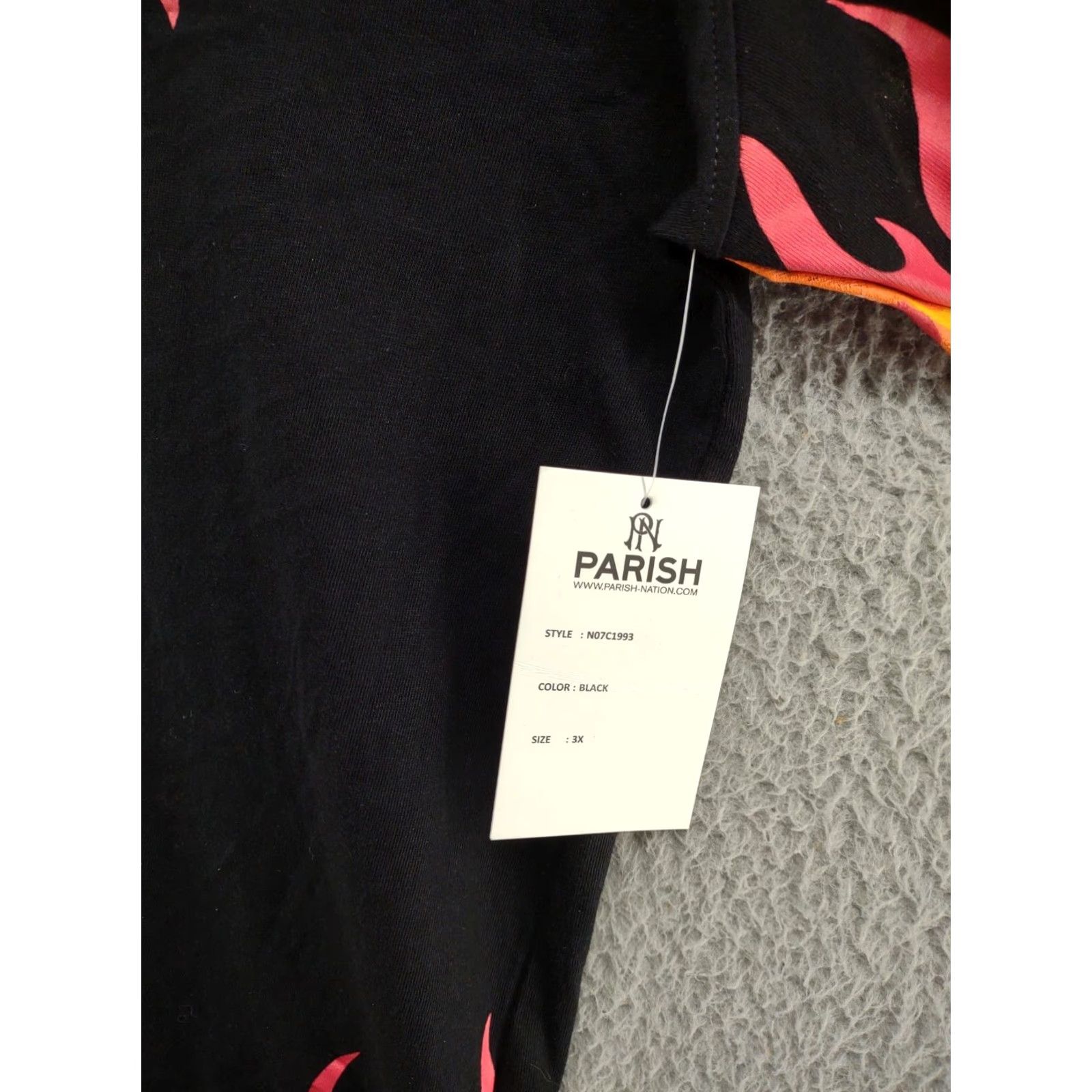 Vintage Parish Nation Men’s Red Flames Health Wealth and Wisdom Shirt 3XL Black Cotton Crew Neck Short Sleeve Pullover Vinyl Trim Flames Shirt Mens Size US XXL / EU 58 / 5 - 2 Thumbnail