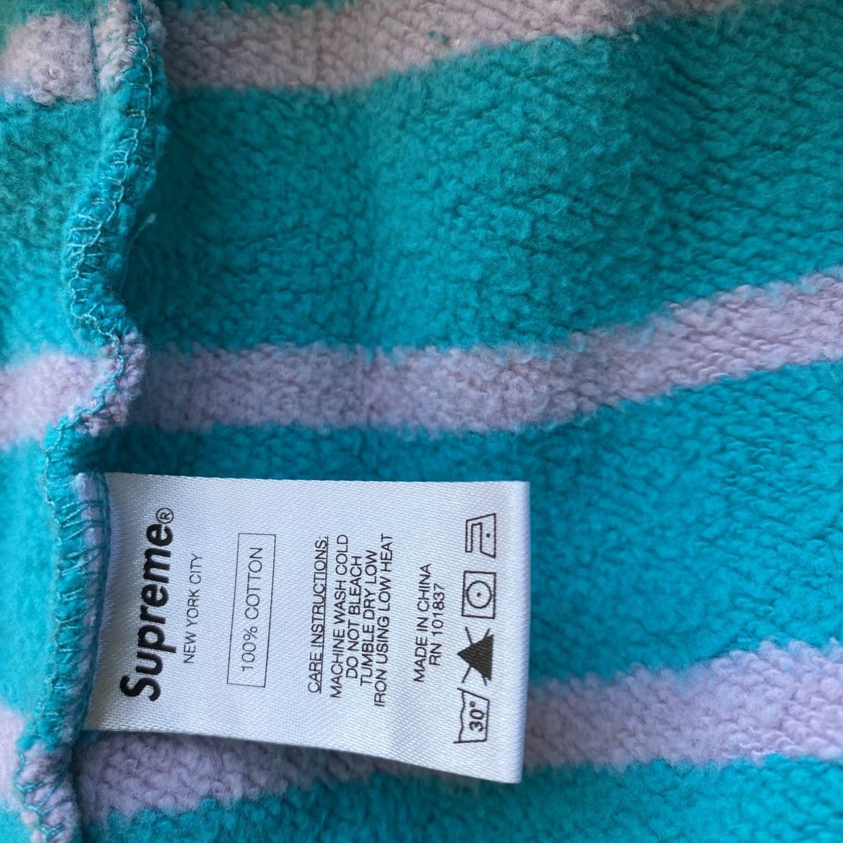 Supreme Supreme Striped Half Zip Sweatshirt Teal Purple 2016 Size US L / EU 52-54 / 3 - 6 Thumbnail