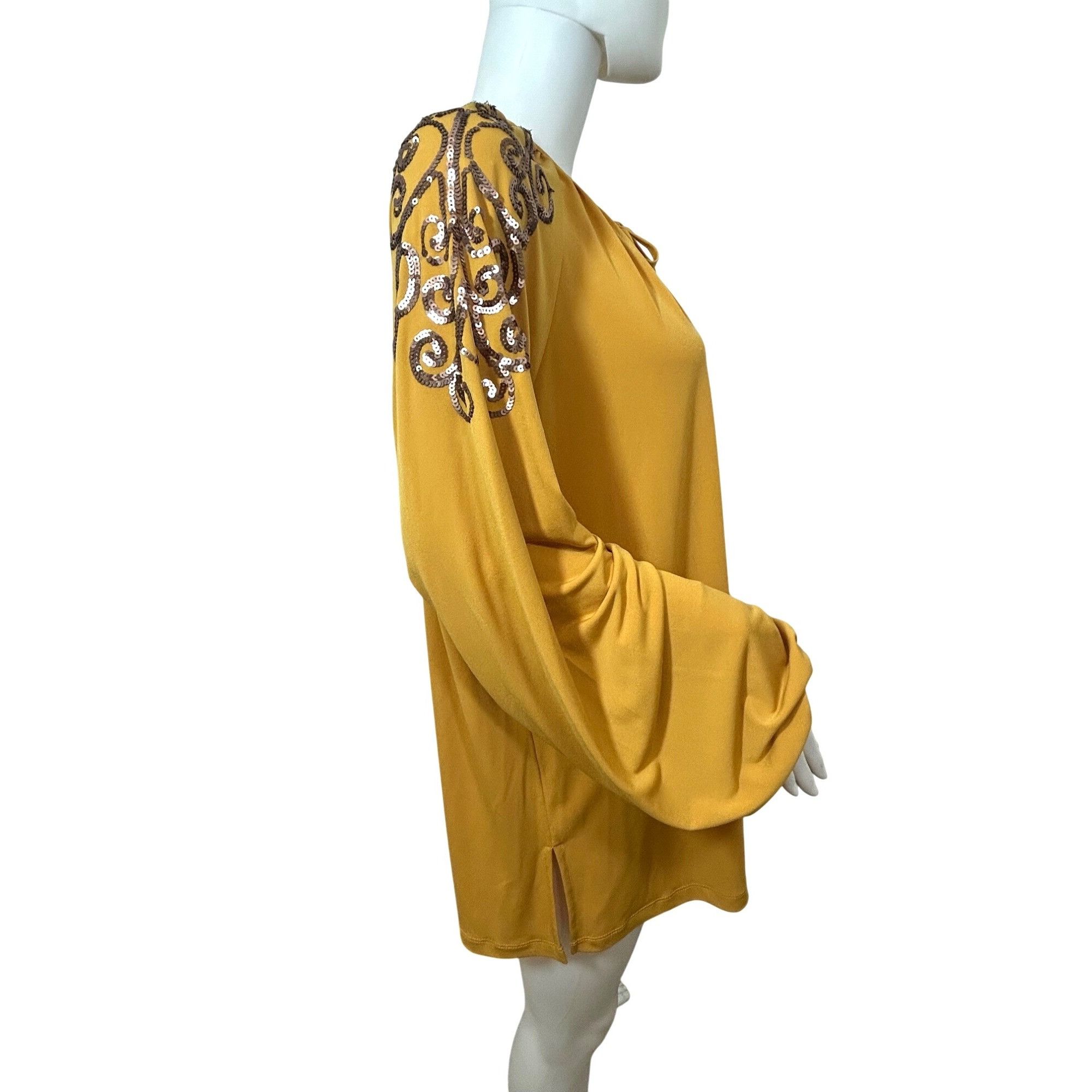Other Susan Graver Tunic Top Yellow XL Sequined Shoulders Round Ne Size XL / US 12-14 / IT 48-50 - 4 Thumbnail