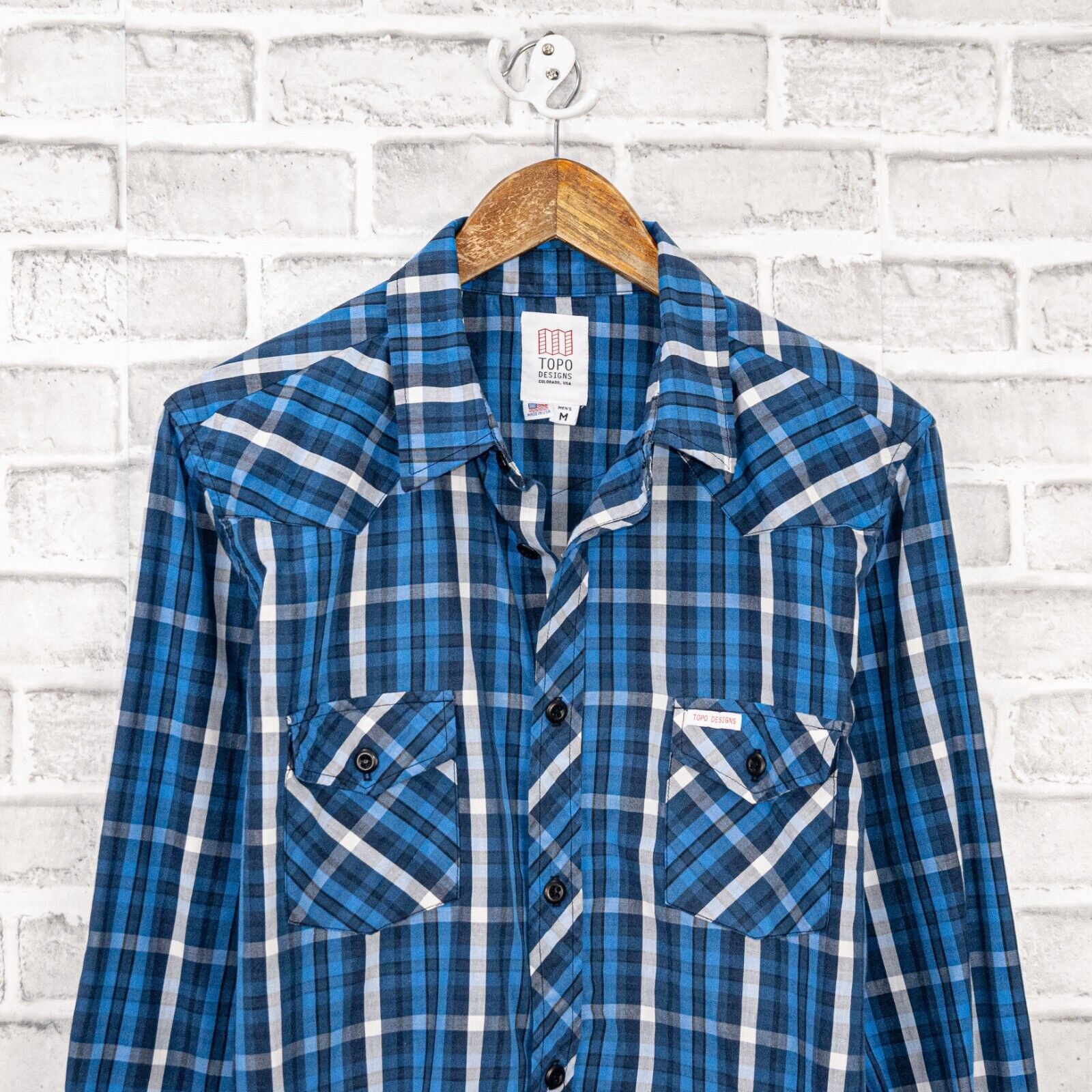 Topo Designs TOPO Designs Men's Long Sleeve Button up Shirt Blue Plaid Size US M / EU 48-50 / 2 - 3 Thumbnail