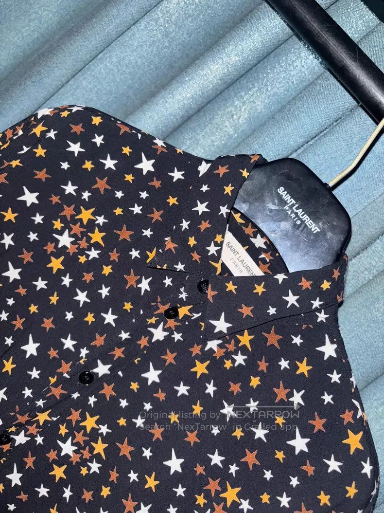 Saint Laurent Paris Saint Laurent Paris size 40 Yellow and White Star Print Sh Size US XL / EU 56 / 4 - 3 Thumbnail