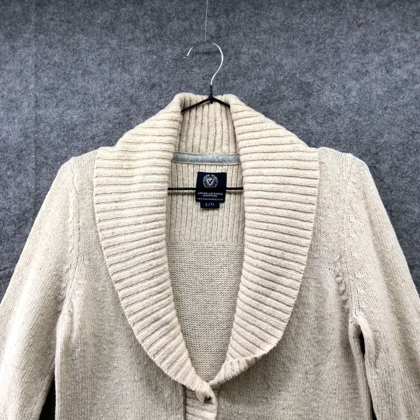 American Eagle Outfitters VINTAGE American Eagle Outfitters Wool Blend Cardigan Sweater Womens L Beige Shawl Collar Size L / US 10 / IT 46 - 5 Thumbnail