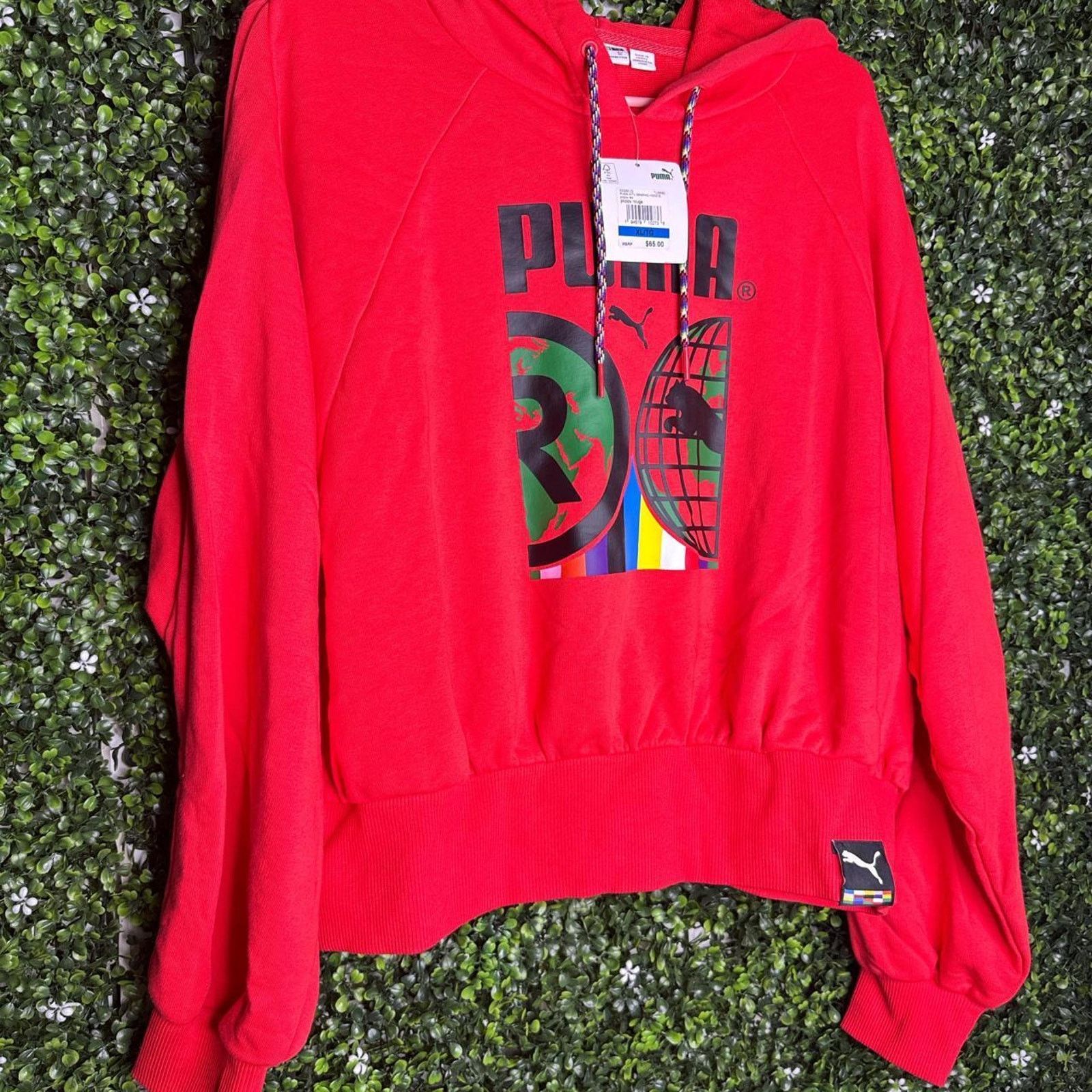 Puma Womens red puma cropped hoodie Size XL / US 12-14 / IT 48-50 - 3 Thumbnail