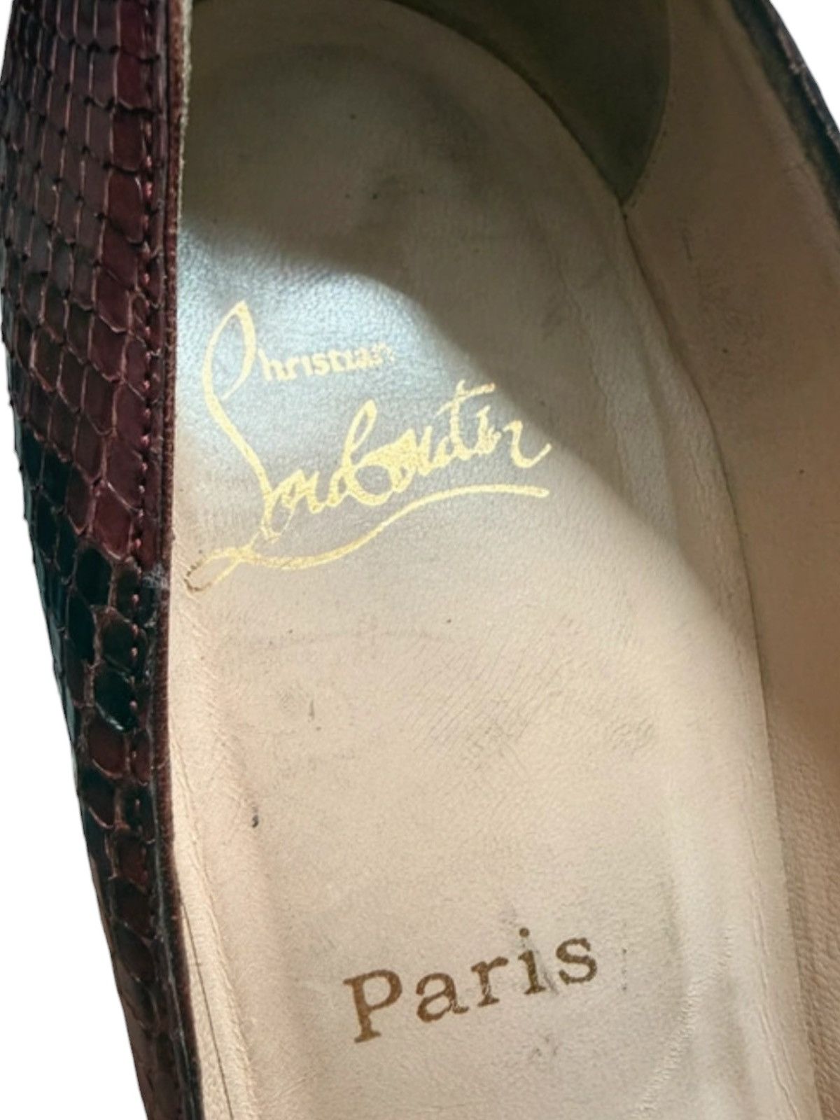 Christian Louboutin Christian Louboutin Burgundy Python Peep Toe Heels EU 40.5 Size US 10.5 / IT 40.5 - 15 Thumbnail