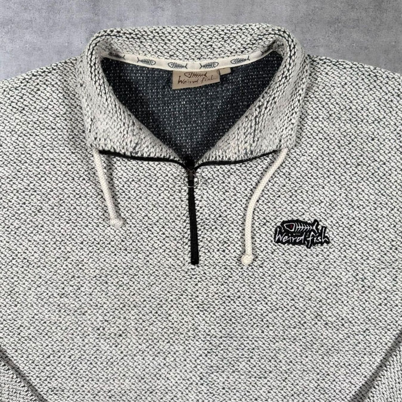 Vintage Weird Fish Embroidered Mini Logo Grey Macaroni Knit 1/4 Zip Sweatshirt Large Size US L / EU 52-54 / 3 - 4 Thumbnail