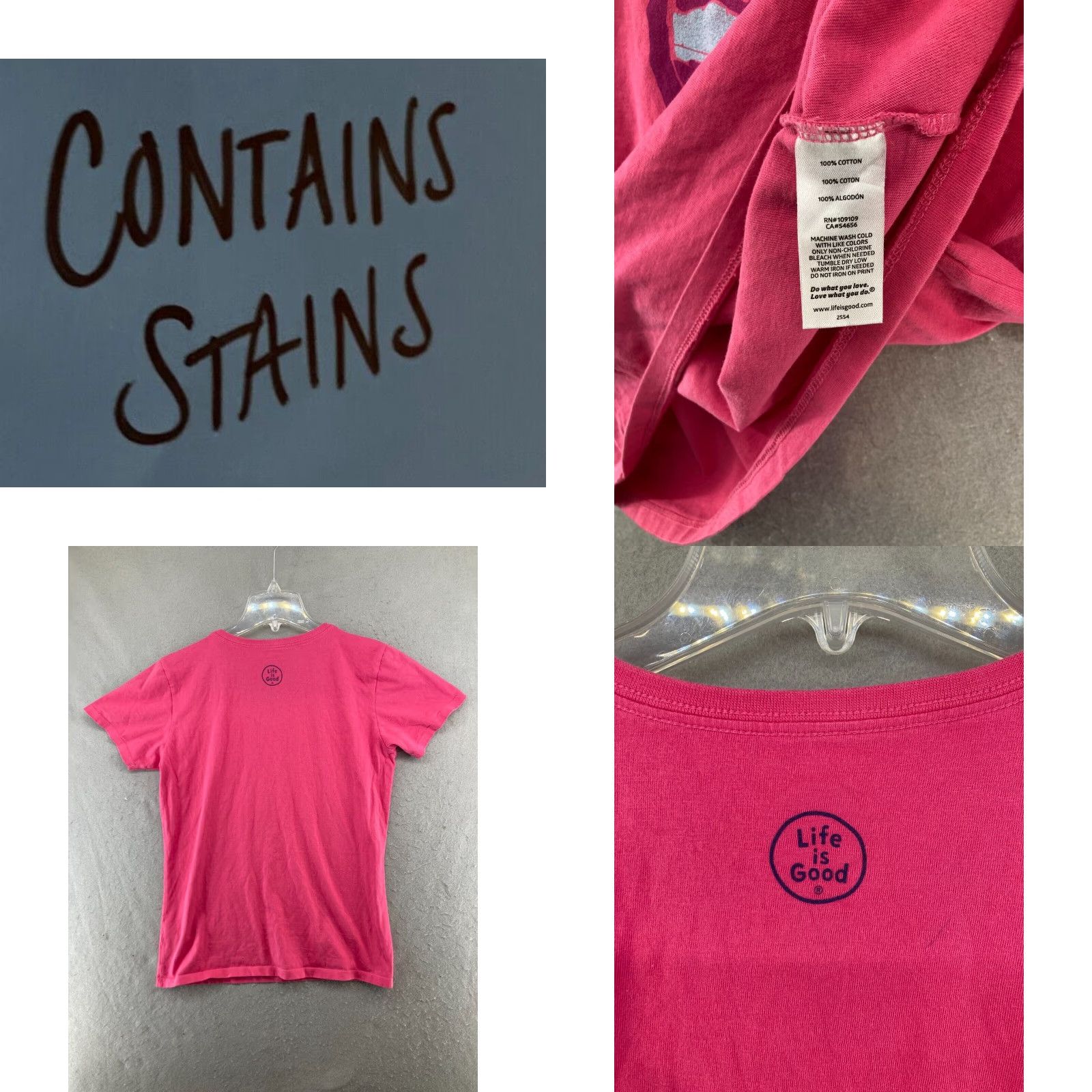 Life is Good Life Is Good Womens V-Neck T-Shirt Small Pink Graphic Print Outdoor Casual Tee Size S / US 4 / IT 40 - 8 Thumbnail