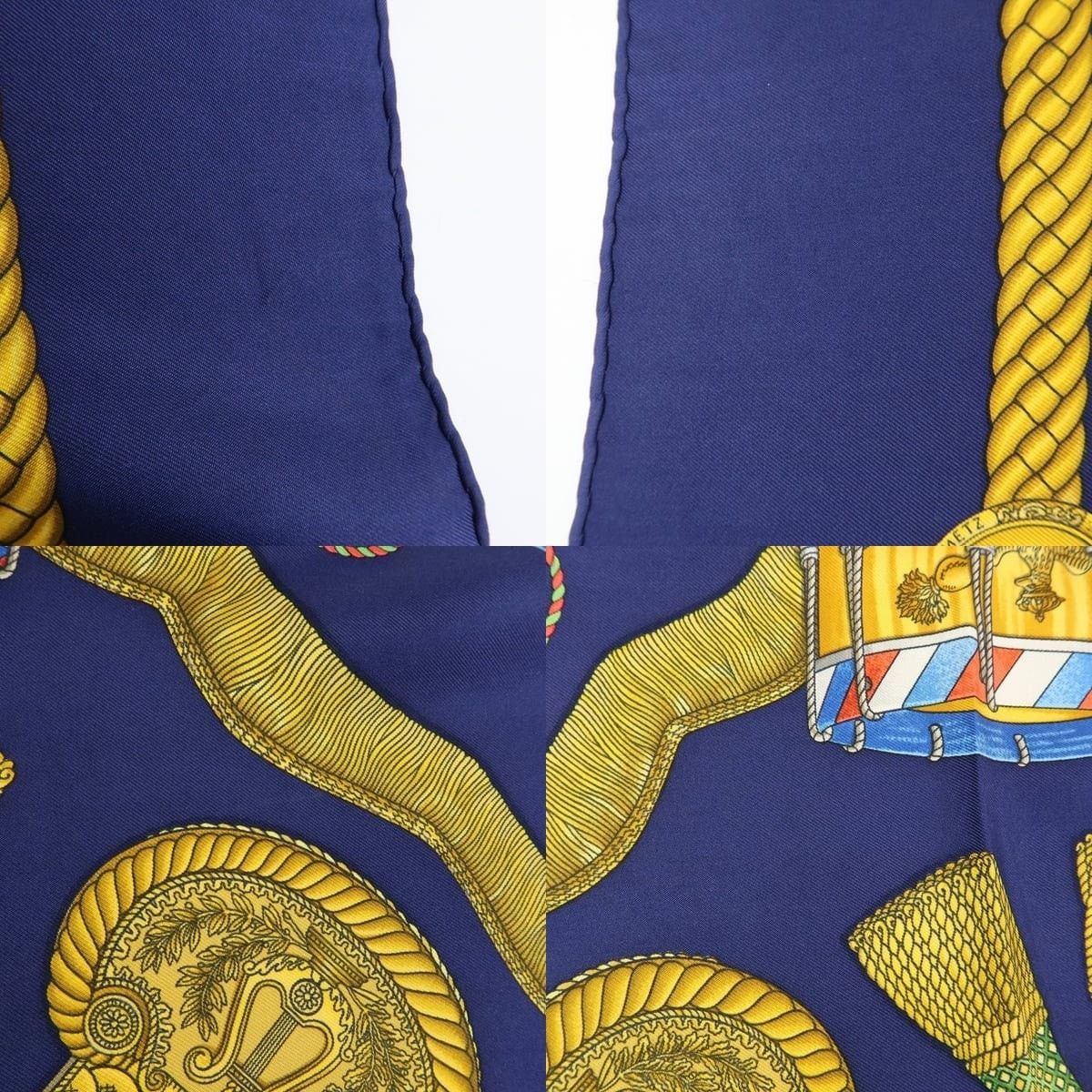 Hermes Hermes Carre 90 Les Tambours Silk Scarf Navy Size ONE SIZE - 5 Thumbnail