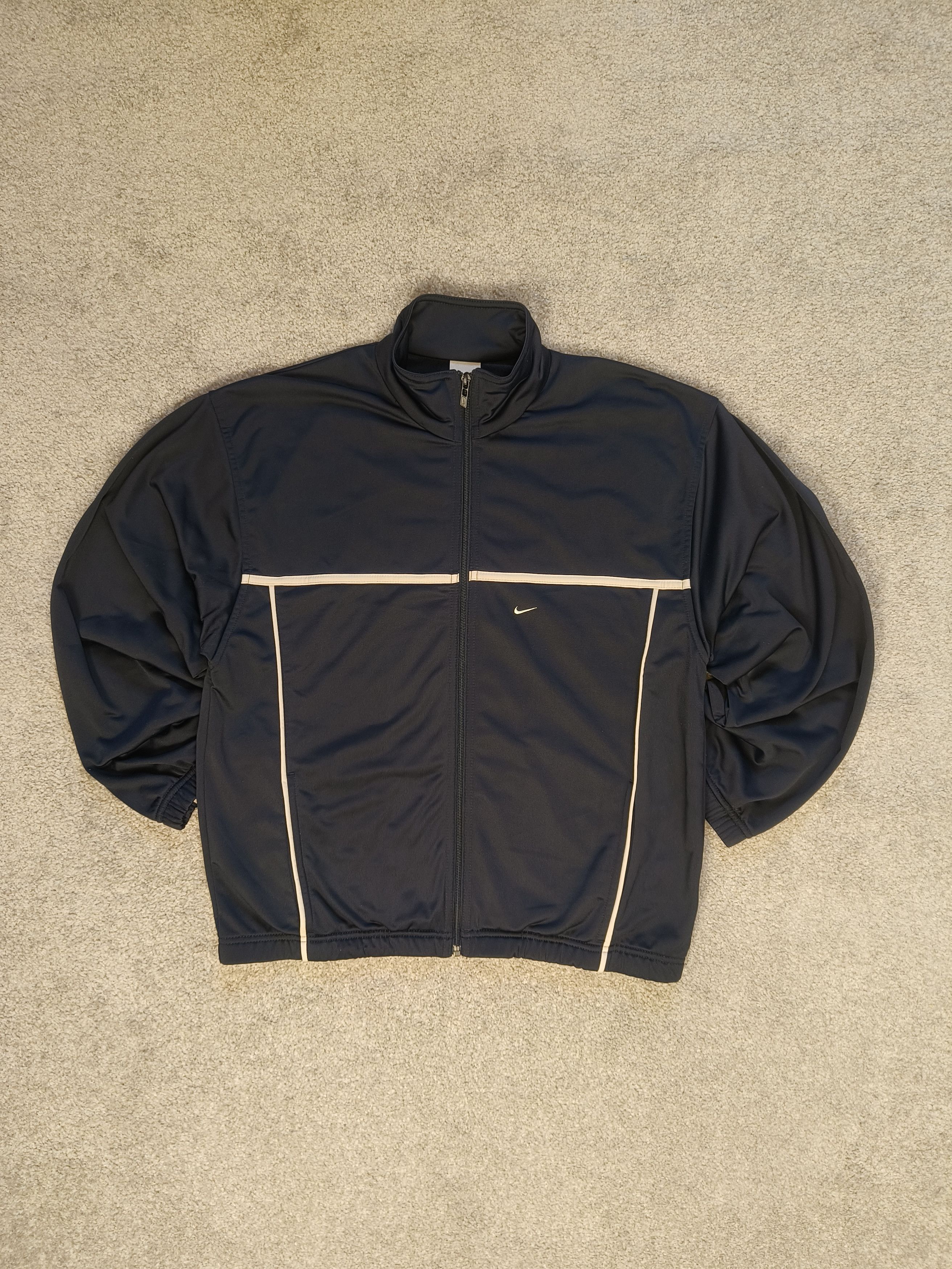 Nike Track Jacket 2000s Y2k Navy Blue White Piping Retro