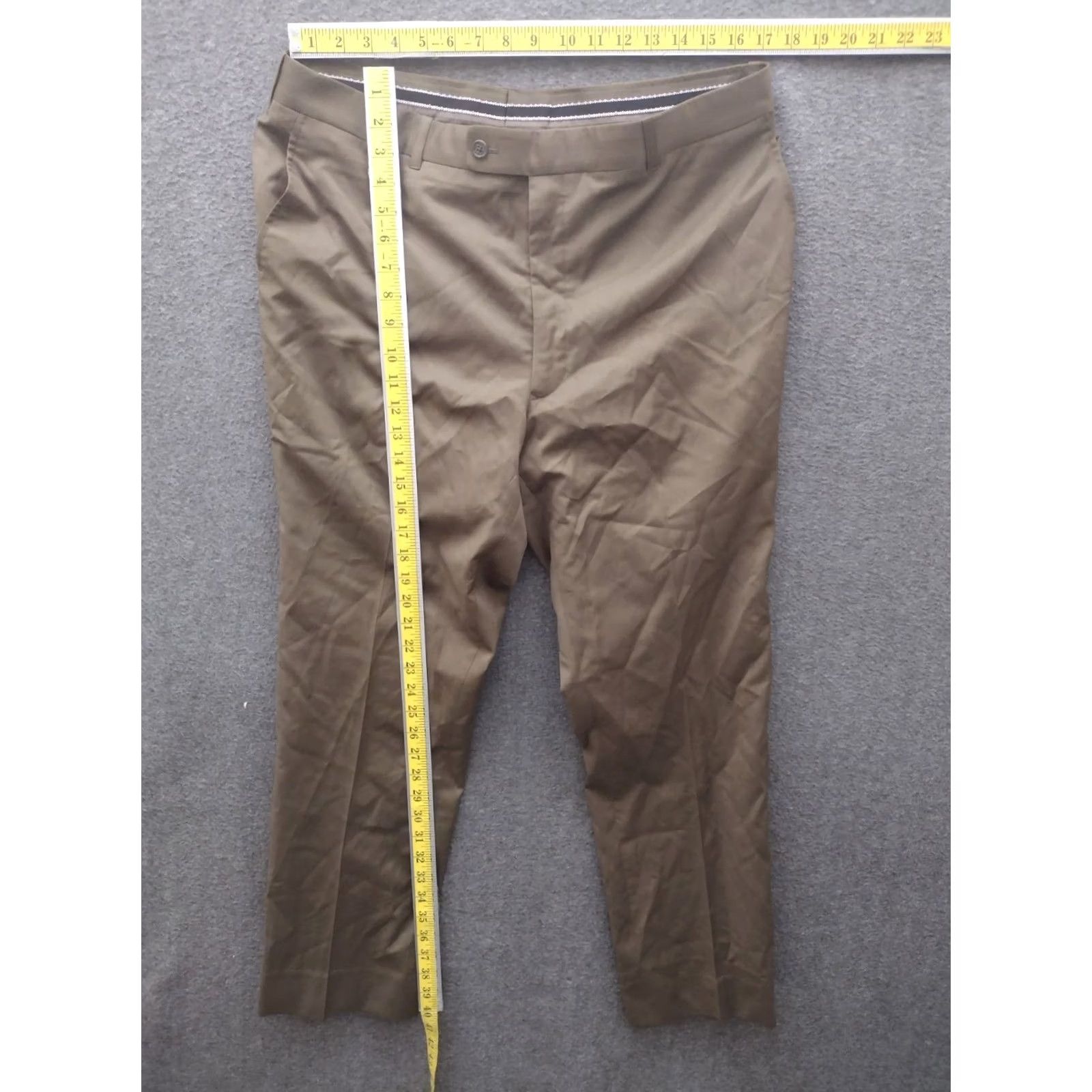 Vintage Mens Khaki Relaxed Tapered Pants Slacks Size M - Beige, Vintage, Chino, 34W 27In Inseam, Flat Front, Button, Zip, Pockets, Blended Fabric Size US 31 - 4 Thumbnail