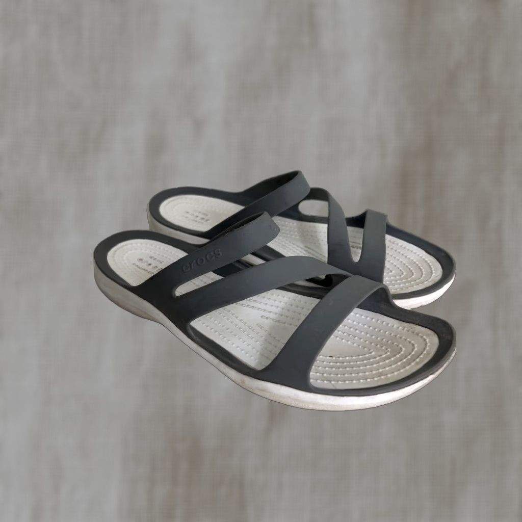Crocs Crocs Sandals Womens 10 Swiftwater Iconic Comfort Slip On Gray White Beach Casual Outdoor Beach Womens Size US 10 / IT 40 - 1 Thumbnail