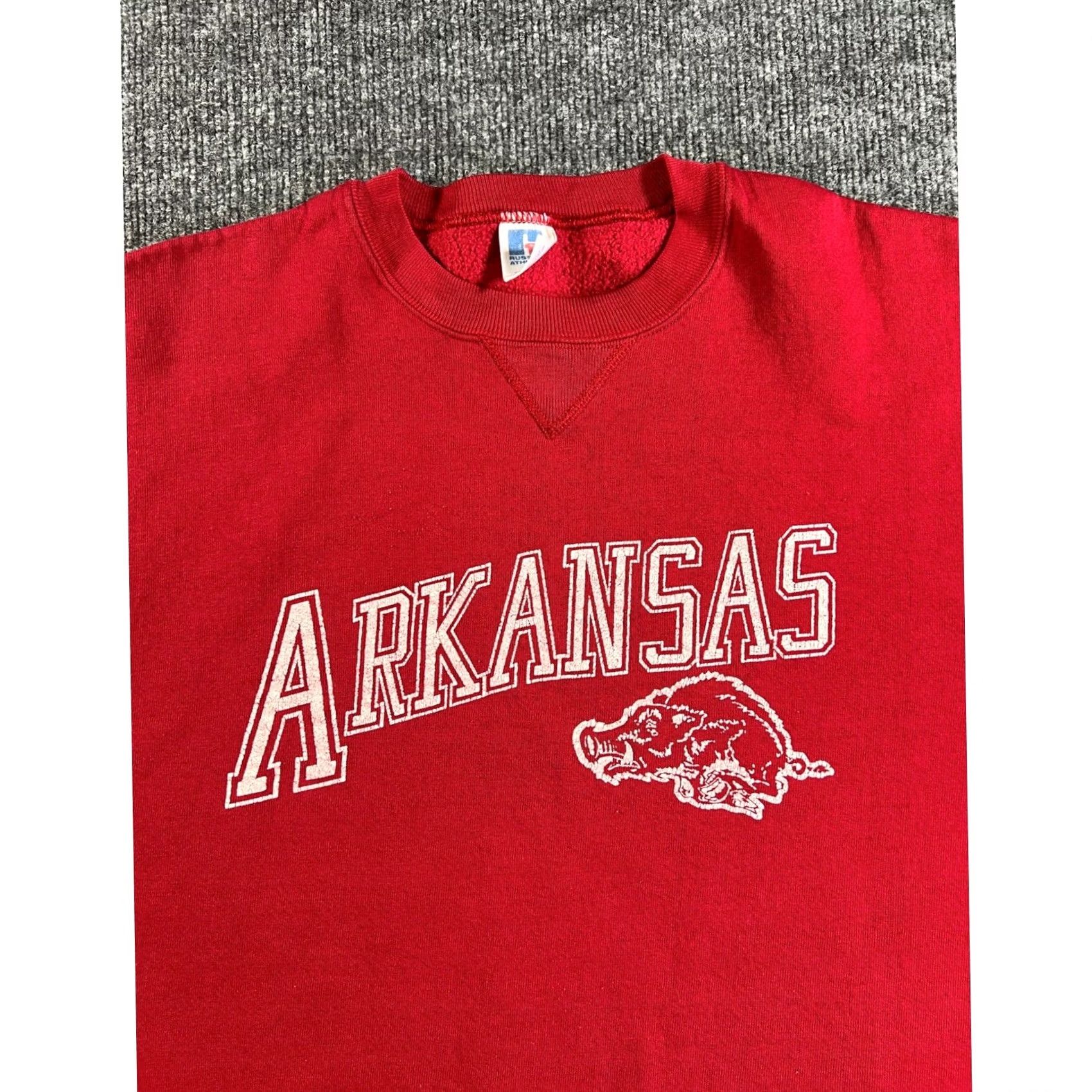 Russell Athletic VINTAGE Russell Athletic Arkansas Razorbacks Sweatshirt Mens L Red 90s University Graphic Print Crew Neck Pullover Oversized Block Logo Size US L / EU 52-54 / 3 - 4 Thumbnail