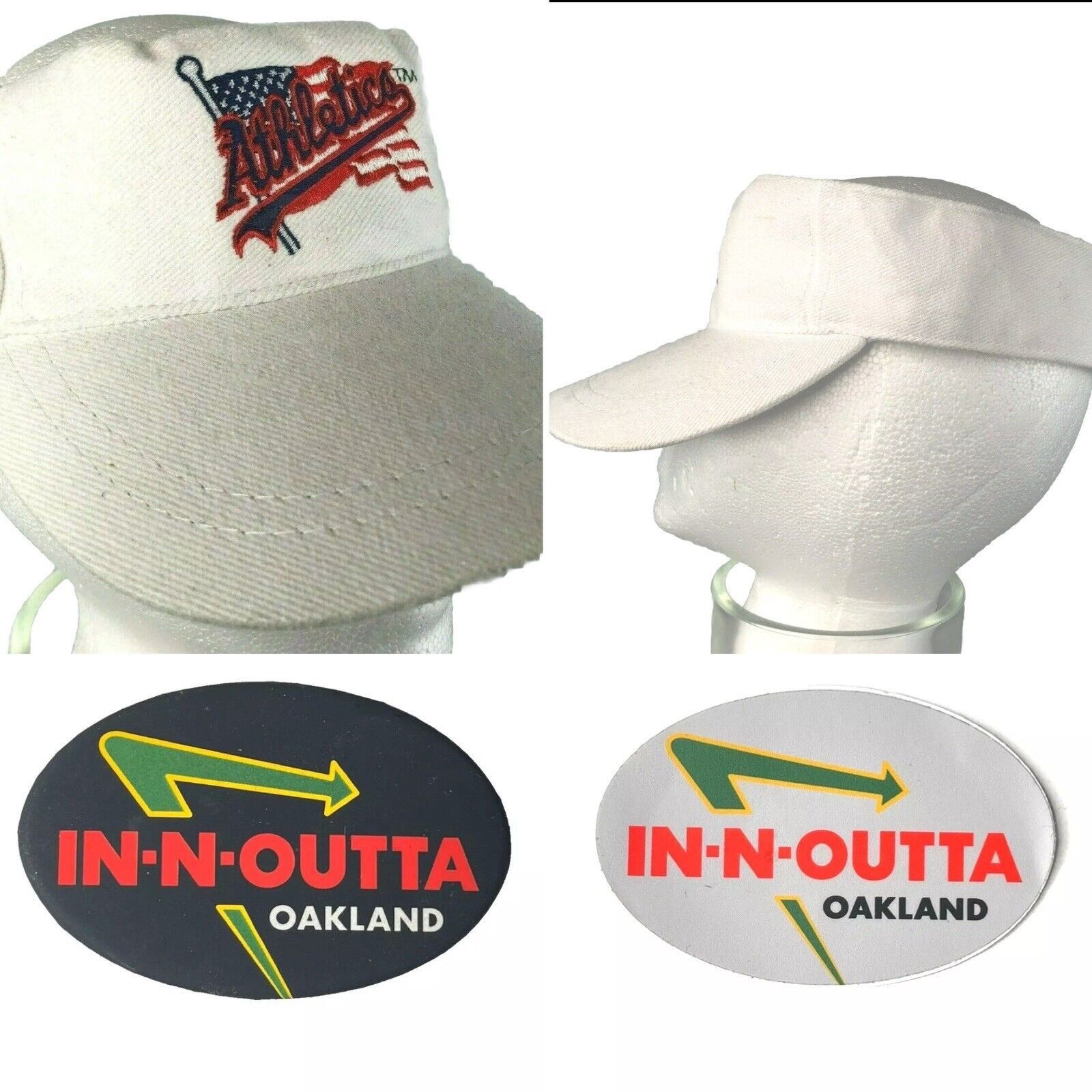 Other Oakland A's Athletics White Visor Cap SGA July 4th USA + In- Size 46 - 1 Thumbnail