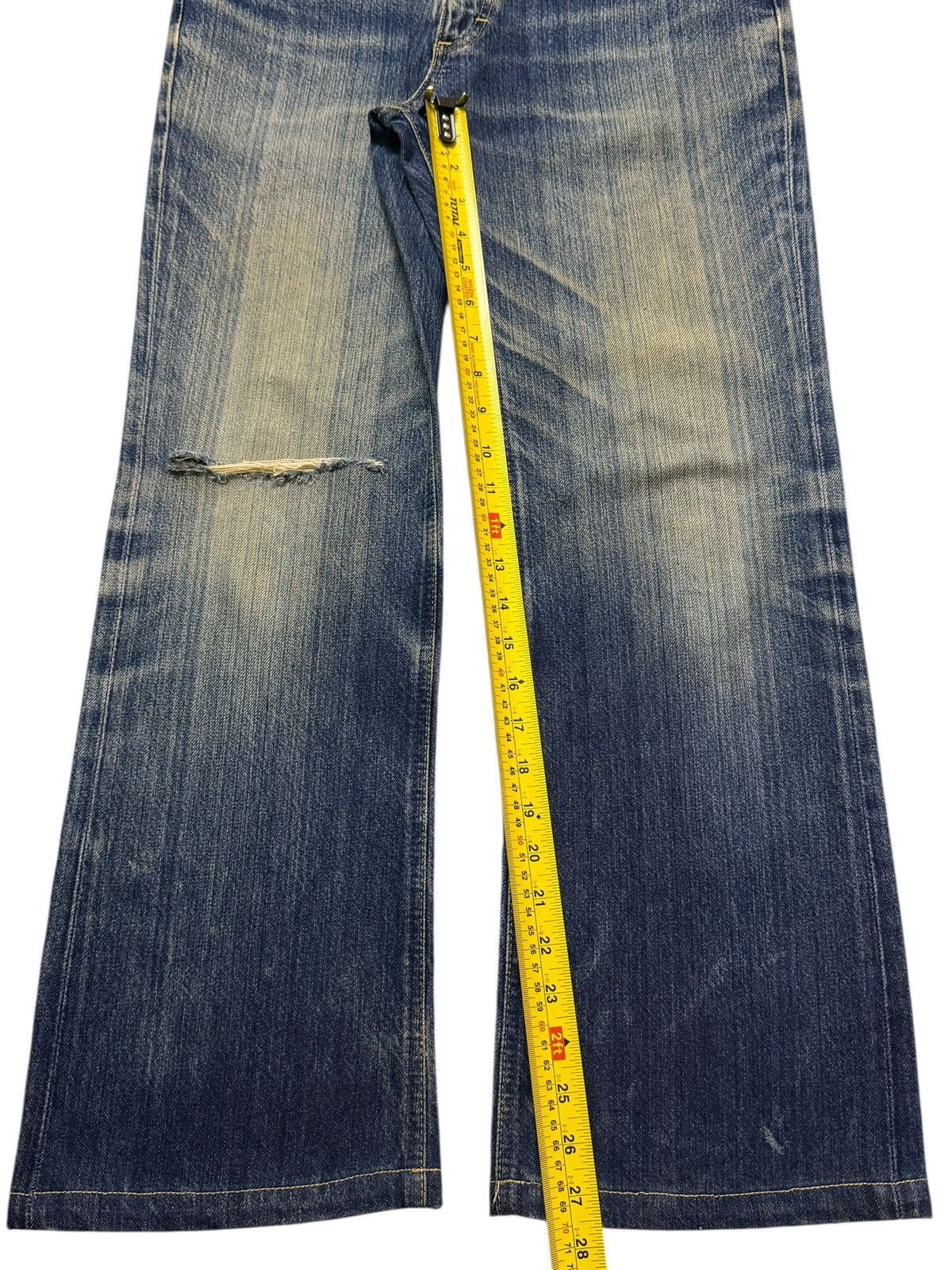 Lee Vintage 90s Lee Blue Mud Wash Whiskers Wide Leg Bootcut Size US 31 - 11 Thumbnail