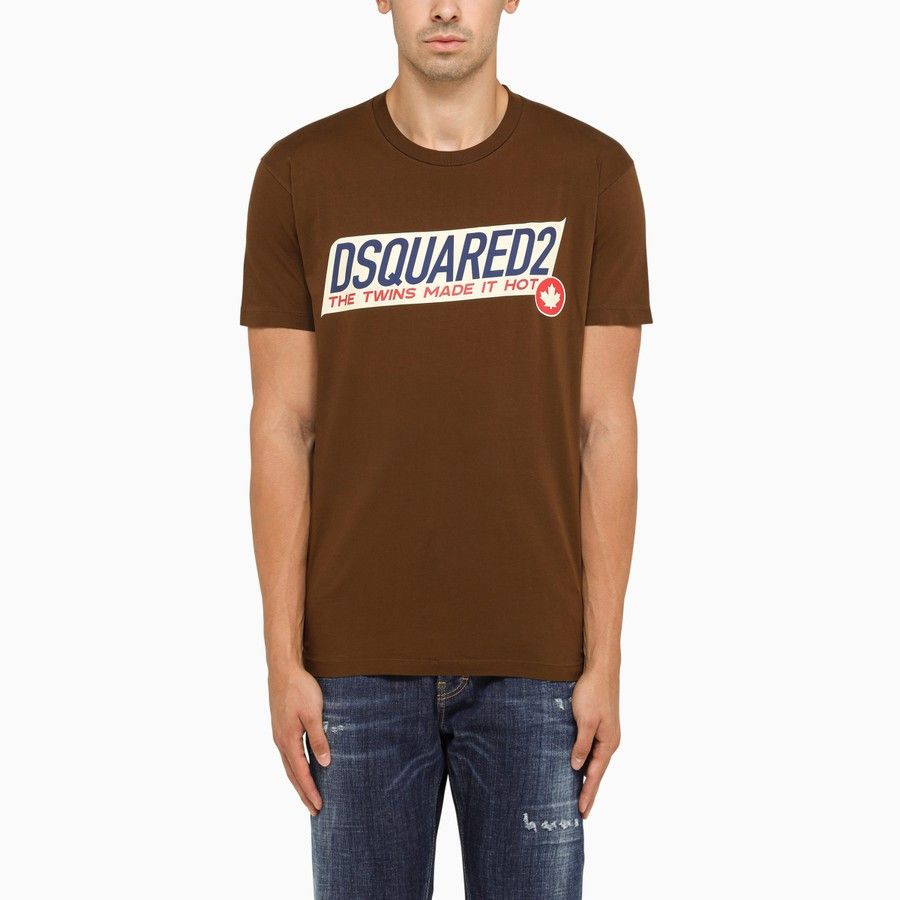 image of Dsquared2 O1D2Blof0424 Crew-Neck T-Shirt In Brown, Men's (Size XL)