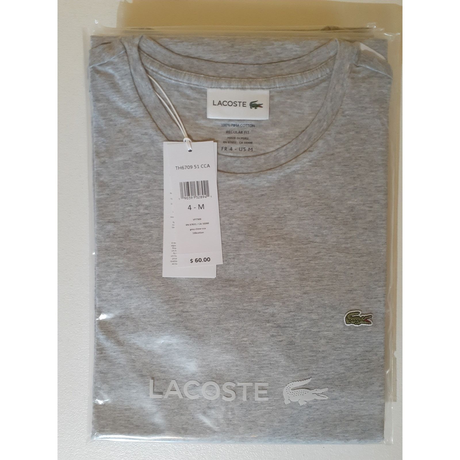 Lacoste Lacoste Men's Cotton Pima T-Shirt, Silver Grey Chine Medium Size US M / EU 48-50 / 2 - 2 Thumbnail