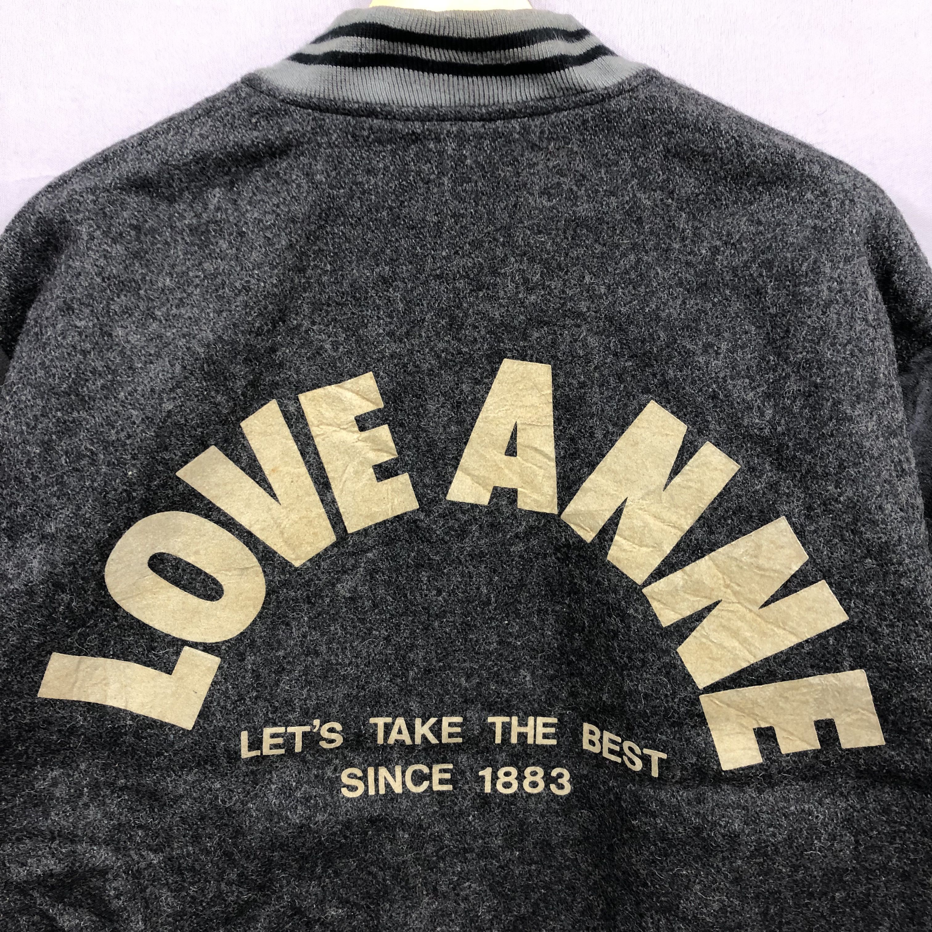 Japanese Brand Vintage 80s Love Anne Letterman Wool Varsity Bomber Jacket Size US M / EU 48-50 / 2 - 3 Thumbnail