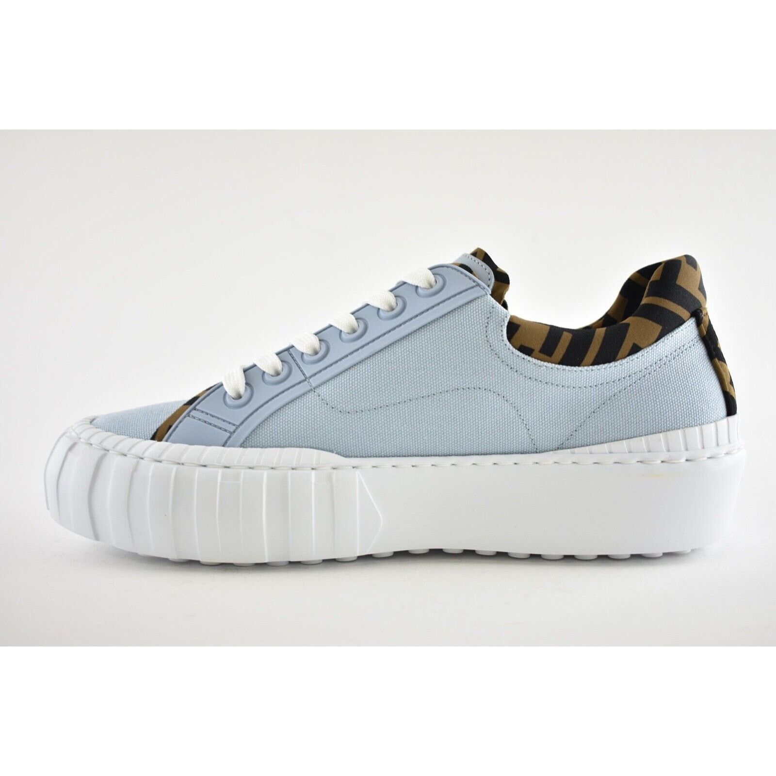 Fendi Fendi Force Blue Canvas White Platform Low Top Sneaker 35.5 Size US 5.5 / IT 35.5 - 9 Thumbnail