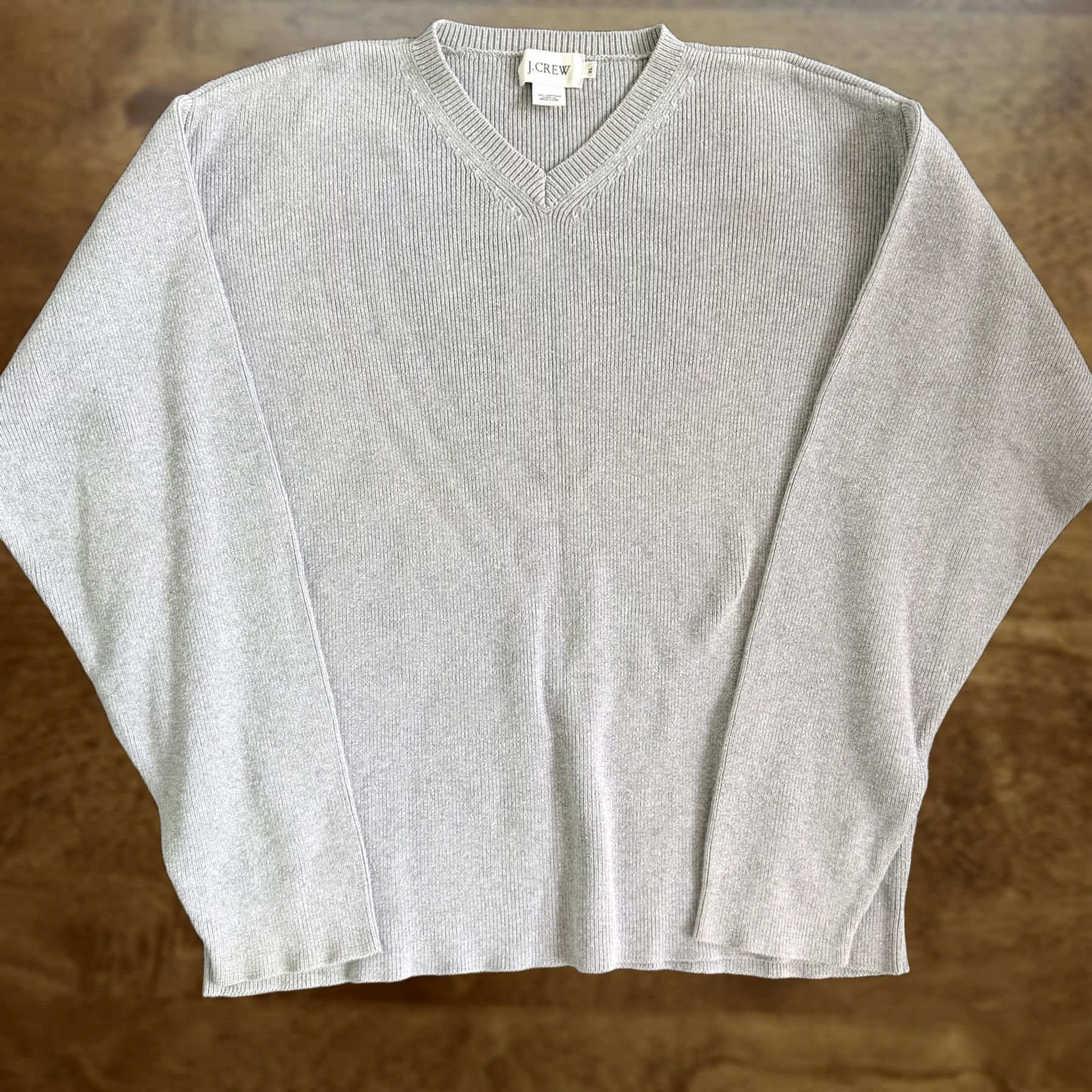 J.Crew J.Crew Womens XL Gray V Neck Cotton Knit Pullover Lightweight Sweater Size XL / US 12-14 / IT 48-50 - 1 Thumbnail