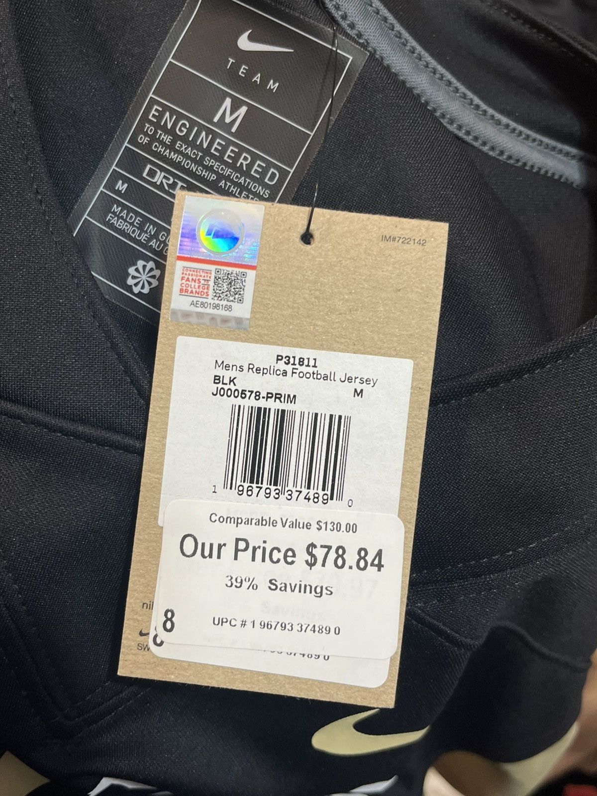 Nike Nike Prime Jersey Mens Medium Black 21 Sanders Football Size US M / EU 48-50 / 2 - 9 Thumbnail