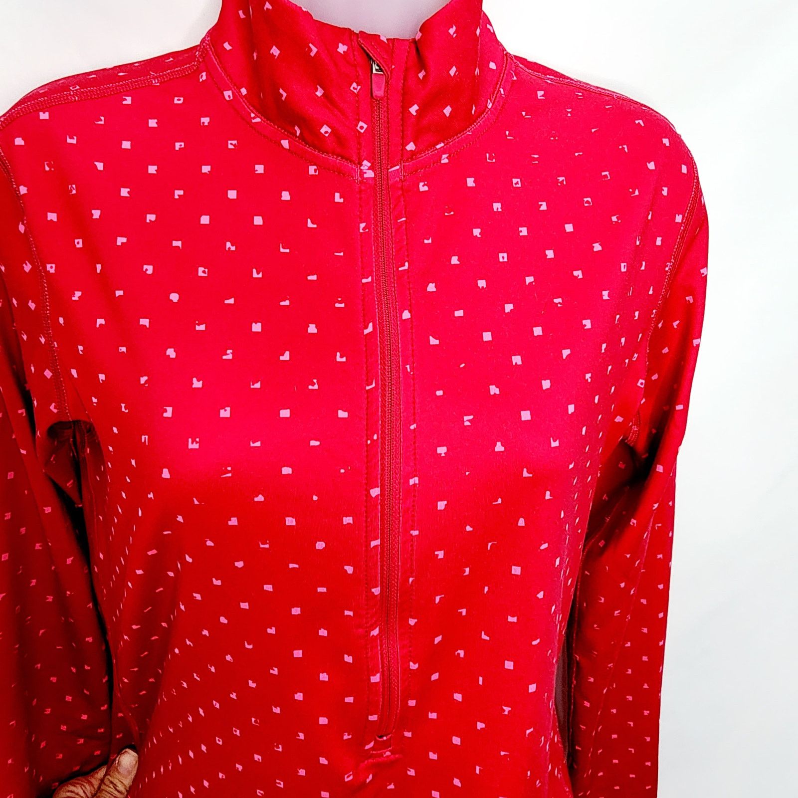 Nike Nike Pro Dri Fit Fuchsia Geometric Pullover Running Top Size M / US 6-8 / IT 42-44 - 7 Thumbnail