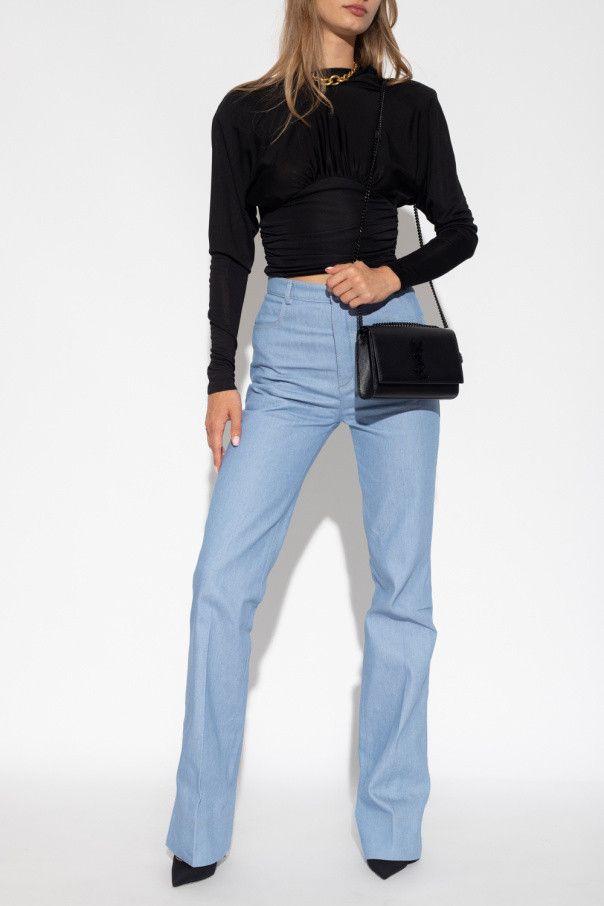 Saint Laurent Paris o1s1wg111024 Flared Pants in Sky Blue Denim in Blue Size 26" / US 2 / IT 38 - 2 Thumbnail