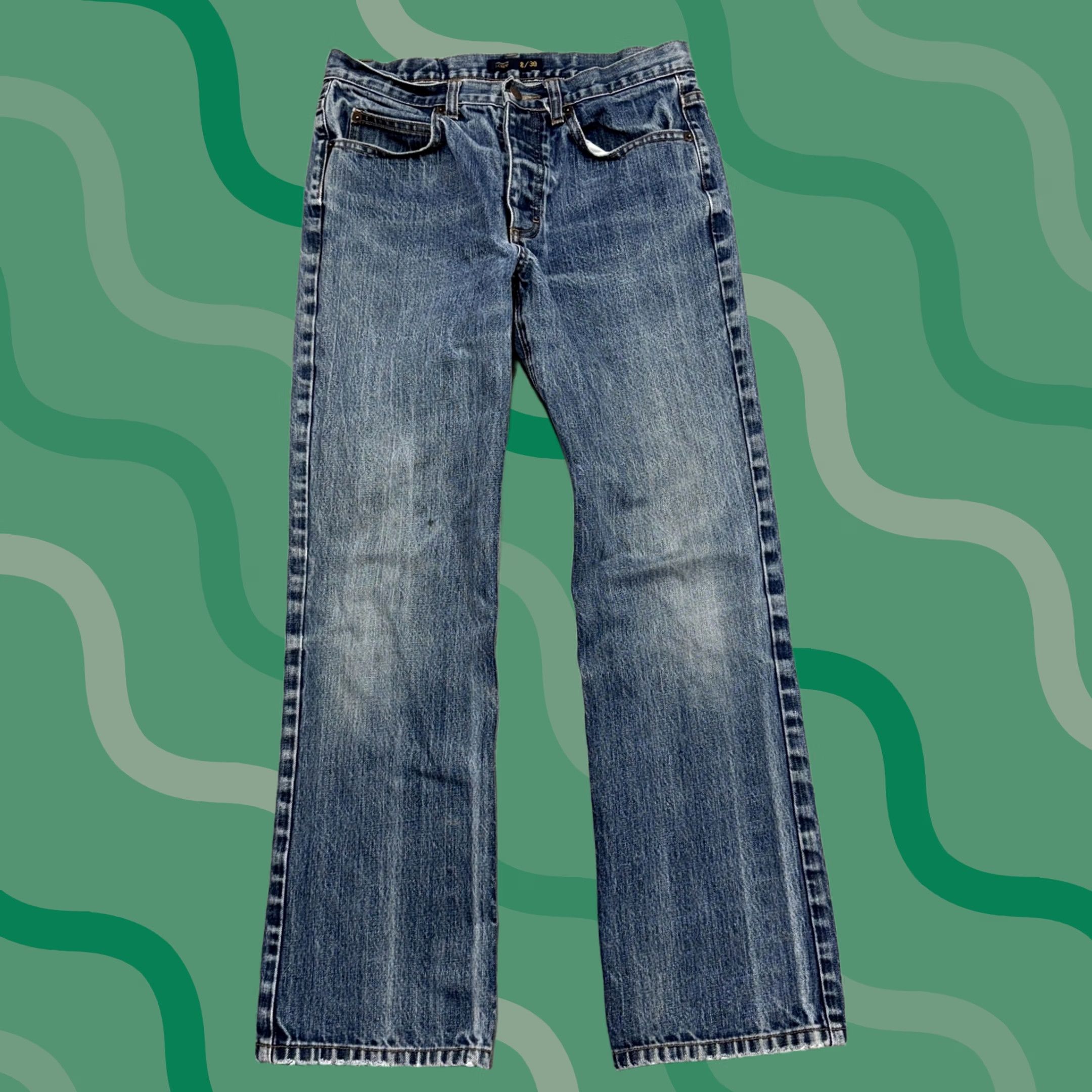 J.Crew J.CREW Jeans Womens 8 Blue Straight 100% Cotton Button Fly Distressed Denim Pants Jeans Womens 8 Blue Straight 100% Cotton Distressed Denim Button Fly Size 30" / US 8 / IT 44 - 1 Thumbnail