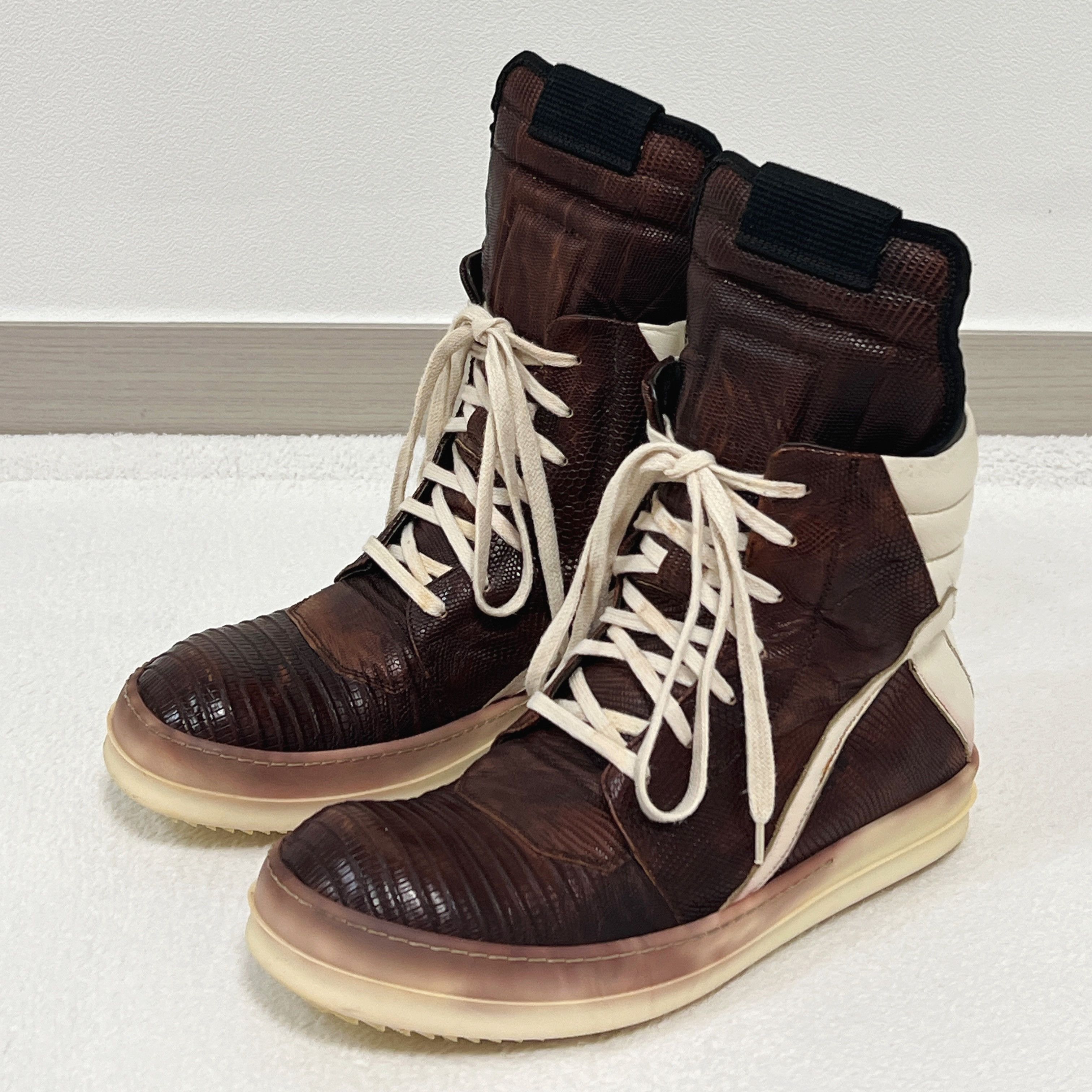 Rick Owens Rick Owens FW14 GEOBASKET IGUANA BLOOD MILK WB Size US 7 / EU 40 - 1 Thumbnail