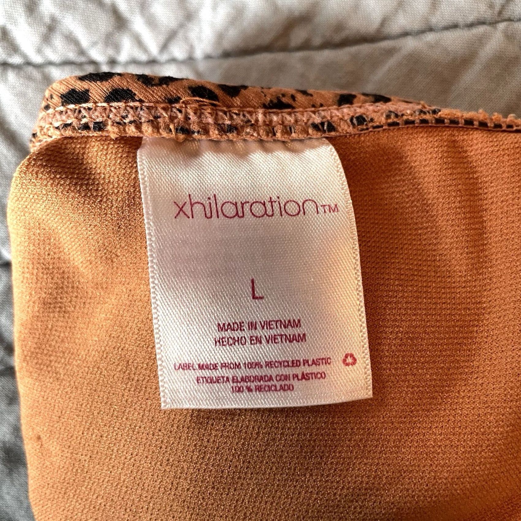 Vintage Xhilaration Juniors Ribbed Triangle Bikini Top Brown Animal Print L Size L / US 10 / IT 46 - 3 Thumbnail